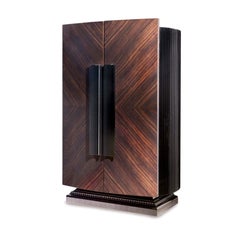Ebony Cigar Humidor, Bar & Watch Winder, by Massimo de Munari, Handmade in Italy