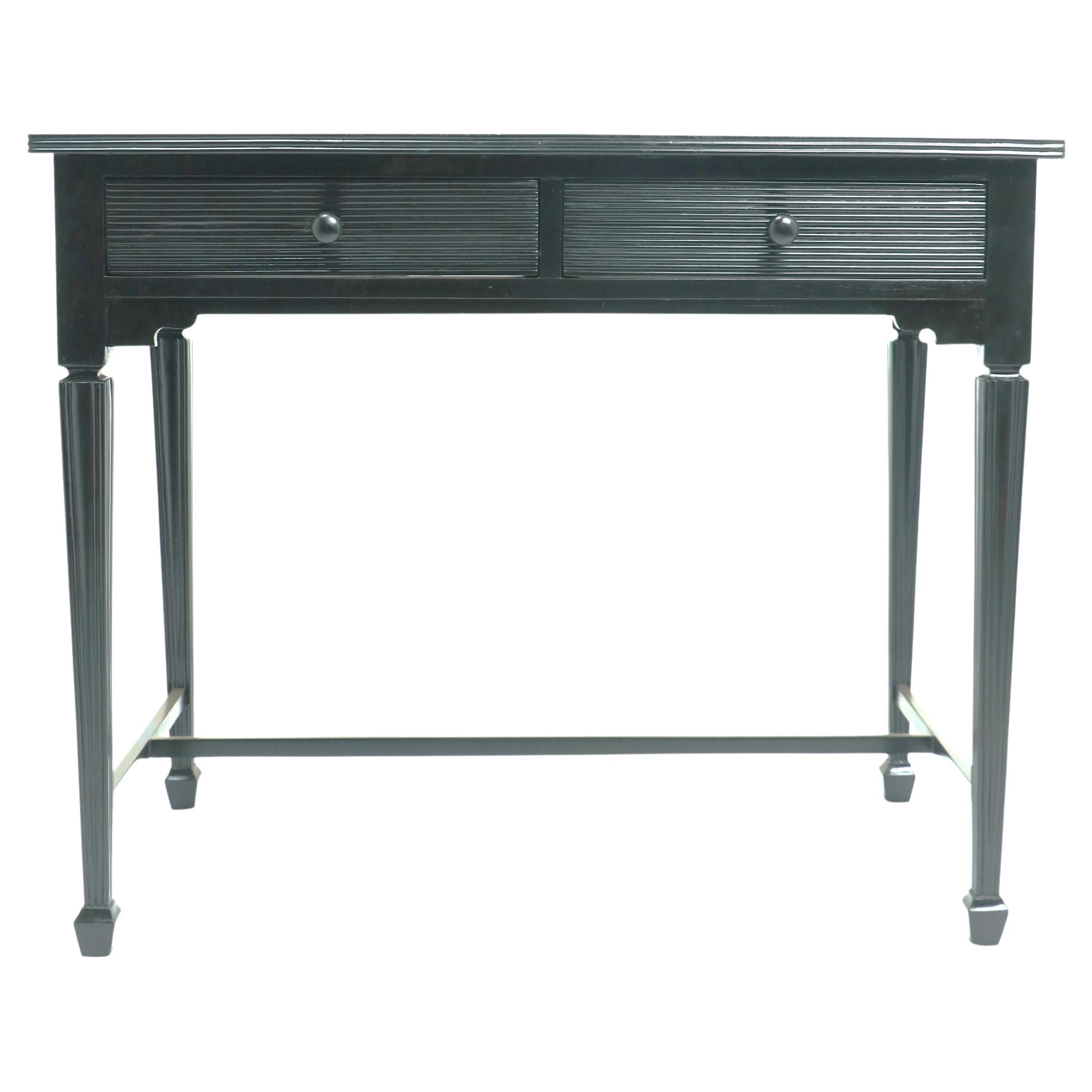 Ebony Desk with Leather Top, Early 1900's