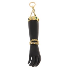 SCALA GIOIELLI 18kt Gold Ebony Hand Pendant with Diamonds & Emeralds