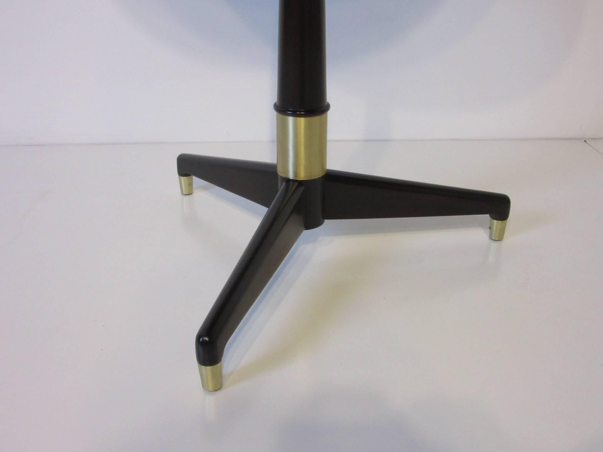 20th Century Ebony Finished with Brass Tri Pod Based Midcentury Side Table