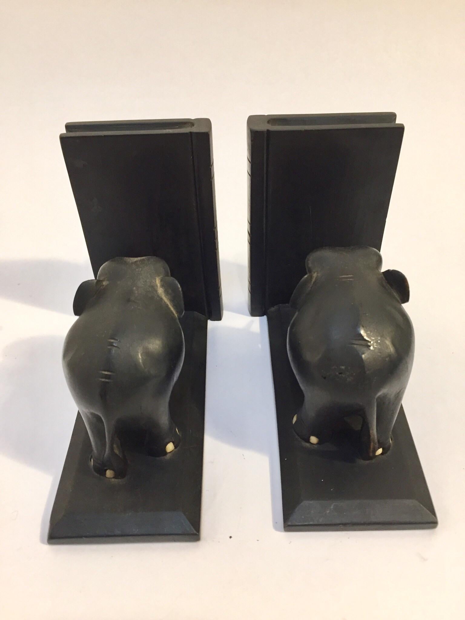 ebony elephant bookends