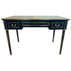 Ebony Hollywood Regency Bronze Mounted Writing Table or Desk