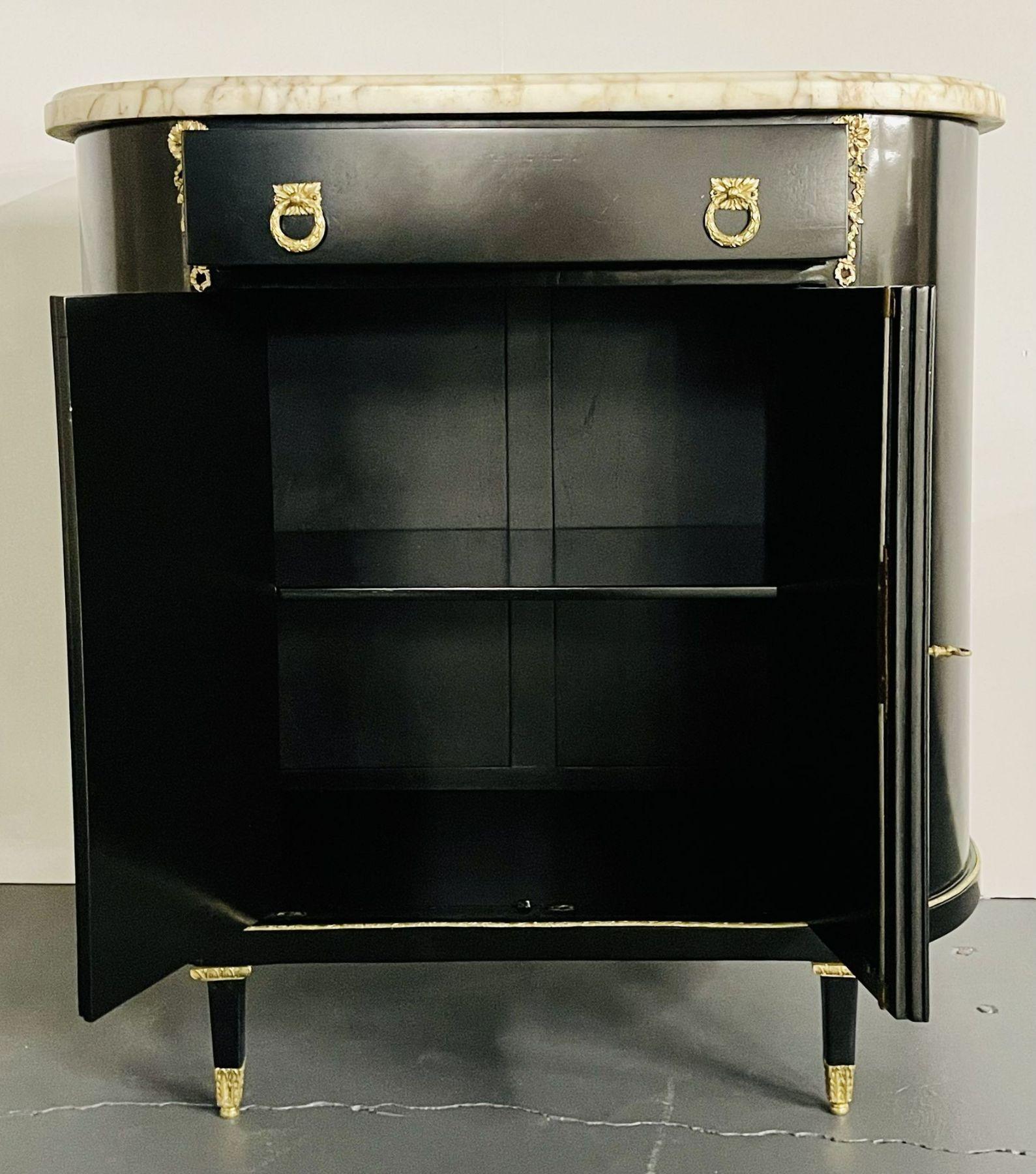 Ebony Hollywood Regency Louis XV Style Chest / Cabinet, Demi Lune 7