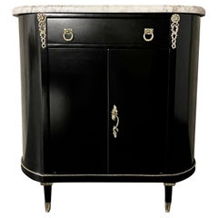 Coffre / armoire en ébène de style Louis XV Hollywood Regency, Demi Lune