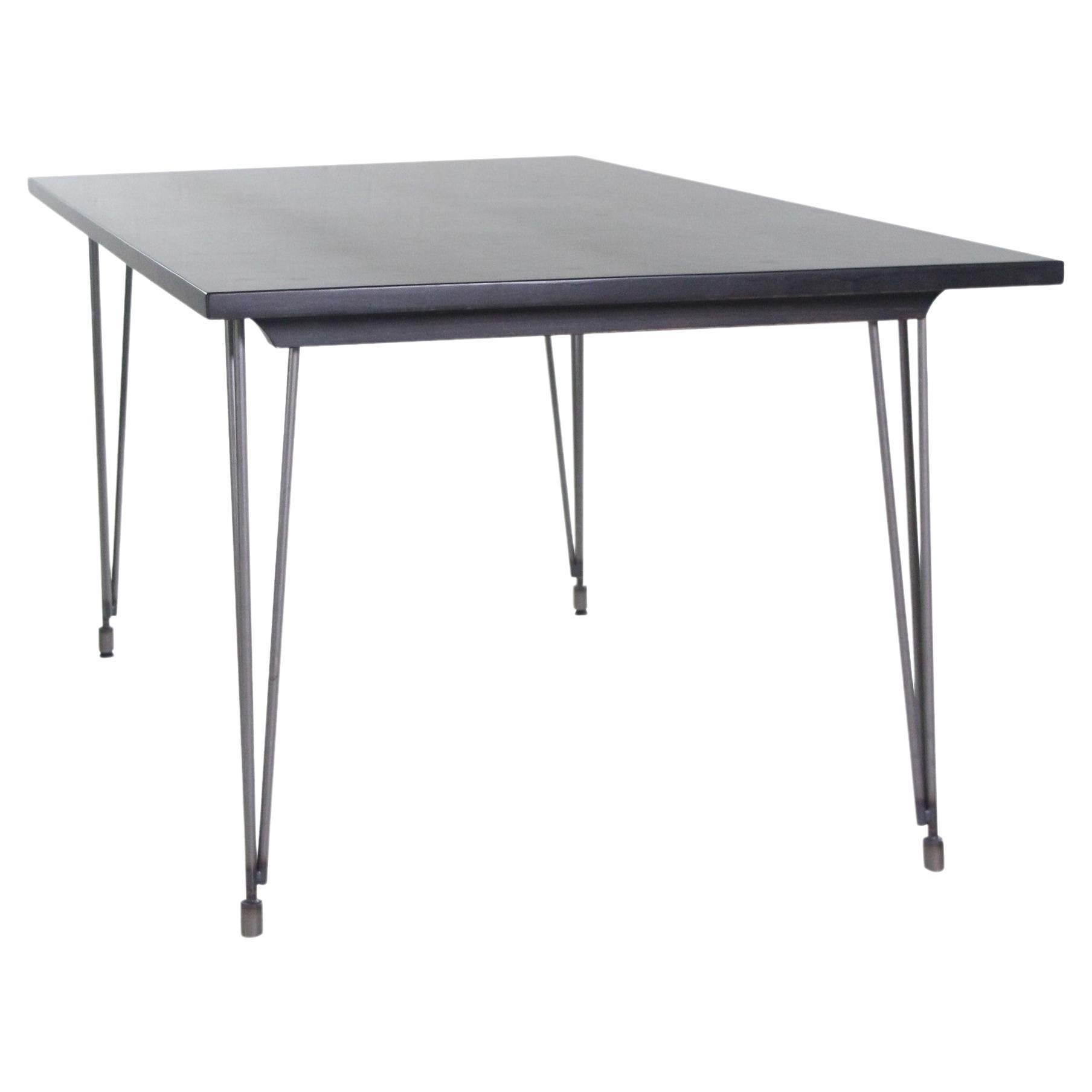 Table de salle à manger 6 pieds avec pieds en épingle à cheveux Ebony Industrial Flooring