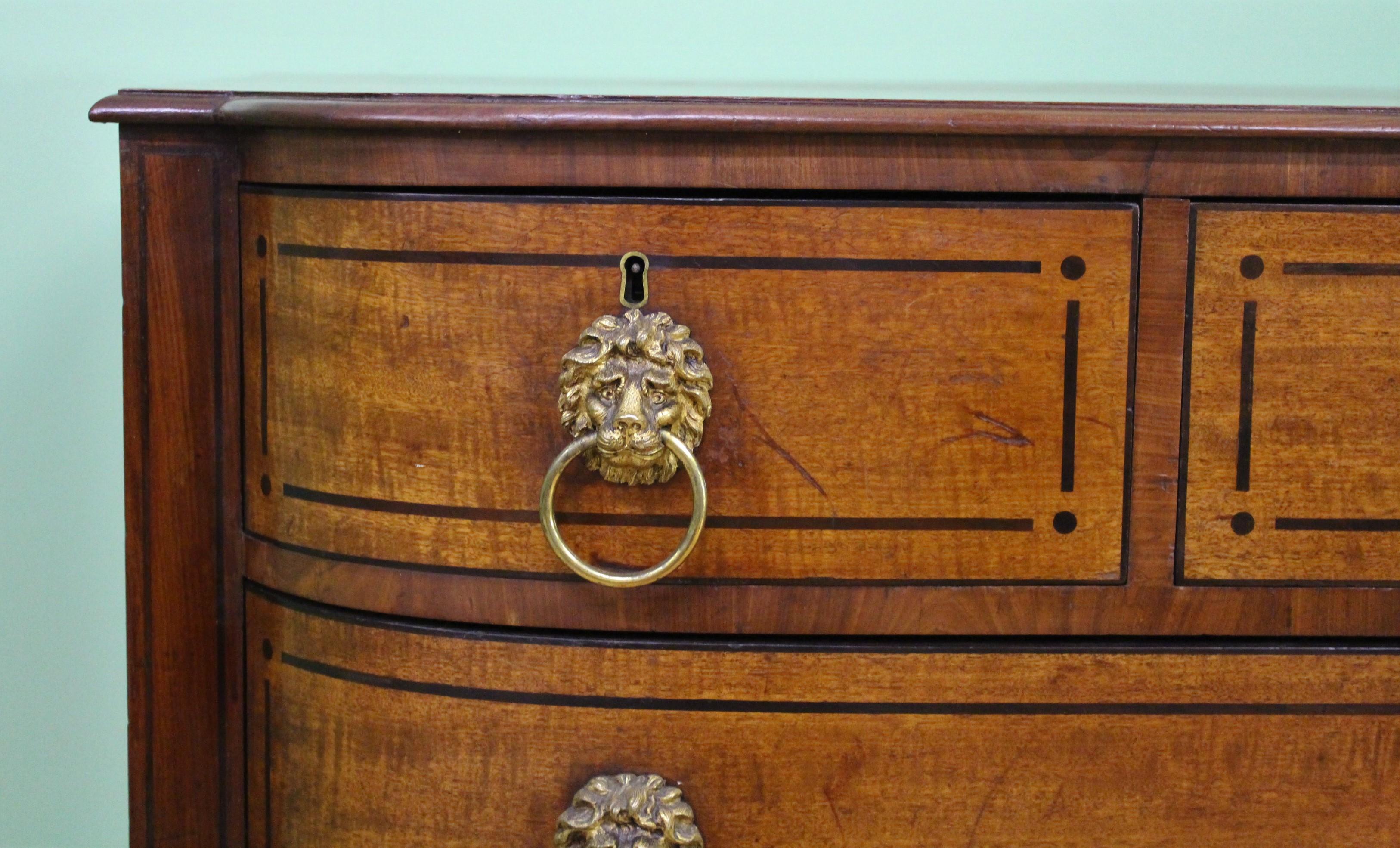 Ebony Inlaid Regency Mahogany Chest of Drawers For Sale 5
