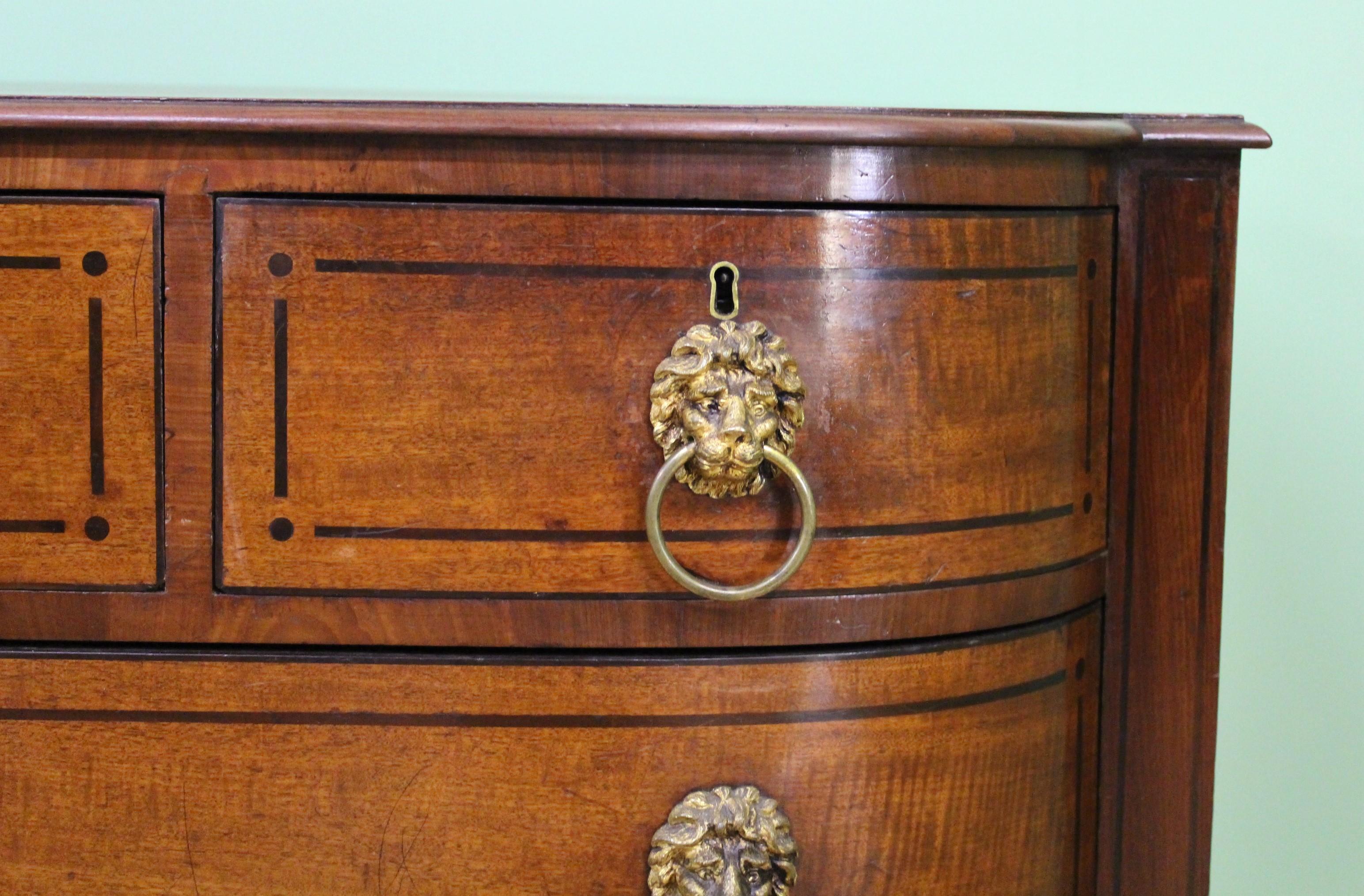 Ebony Inlaid Regency Mahogany Chest of Drawers For Sale 6