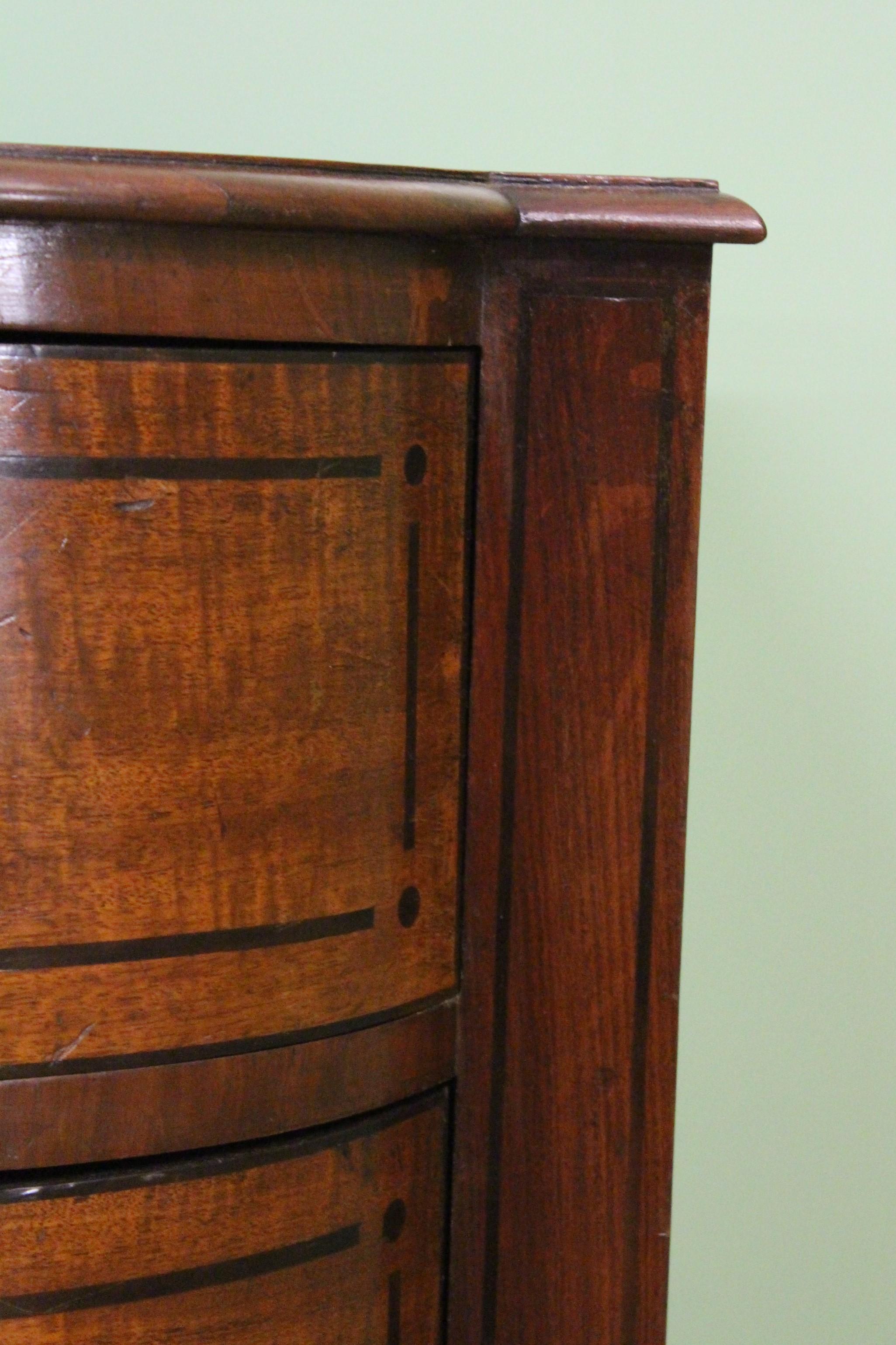 Ebony Inlaid Regency Mahogany Chest of Drawers For Sale 9