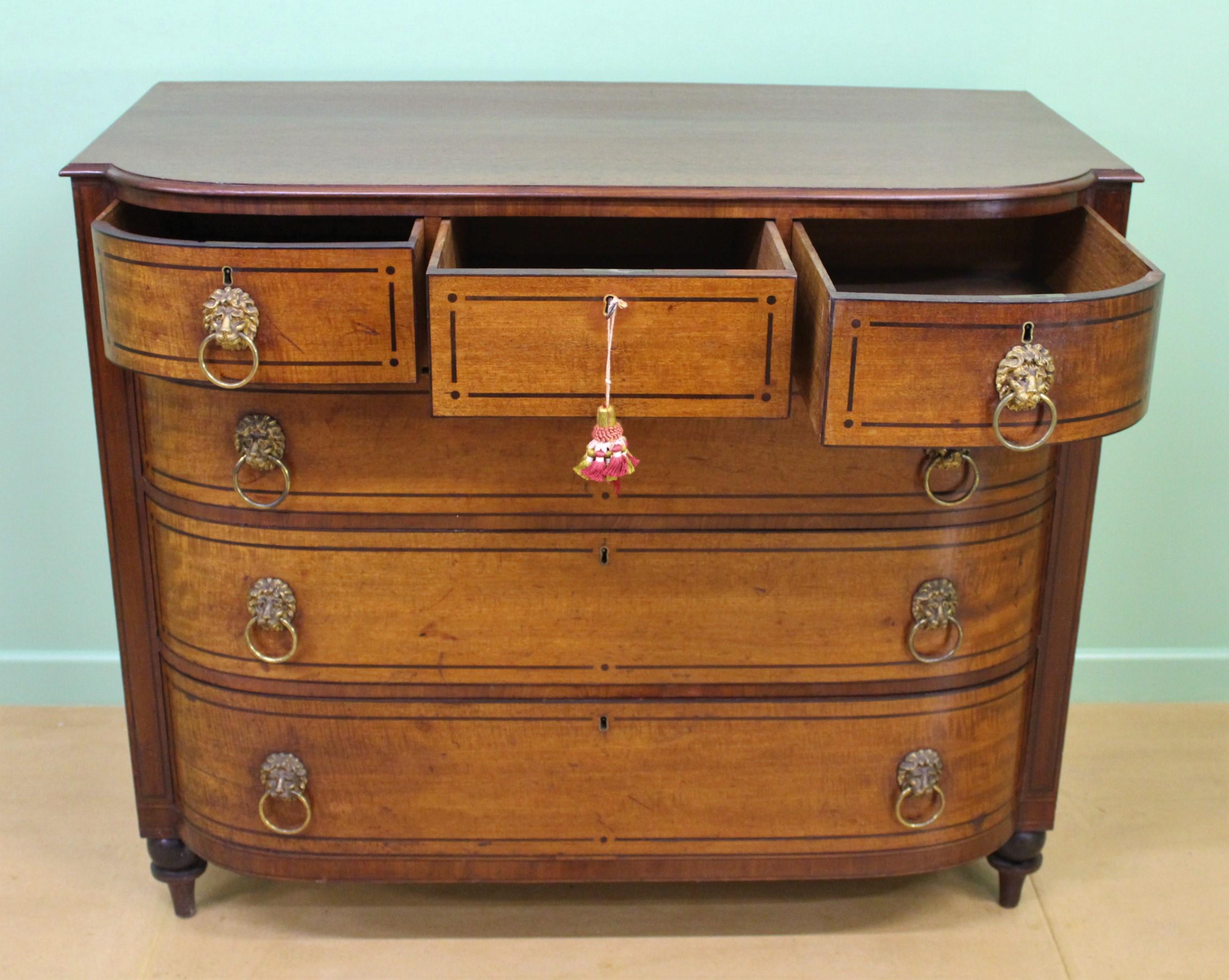Ebony Inlaid Regency Mahogany Chest of Drawers For Sale 10