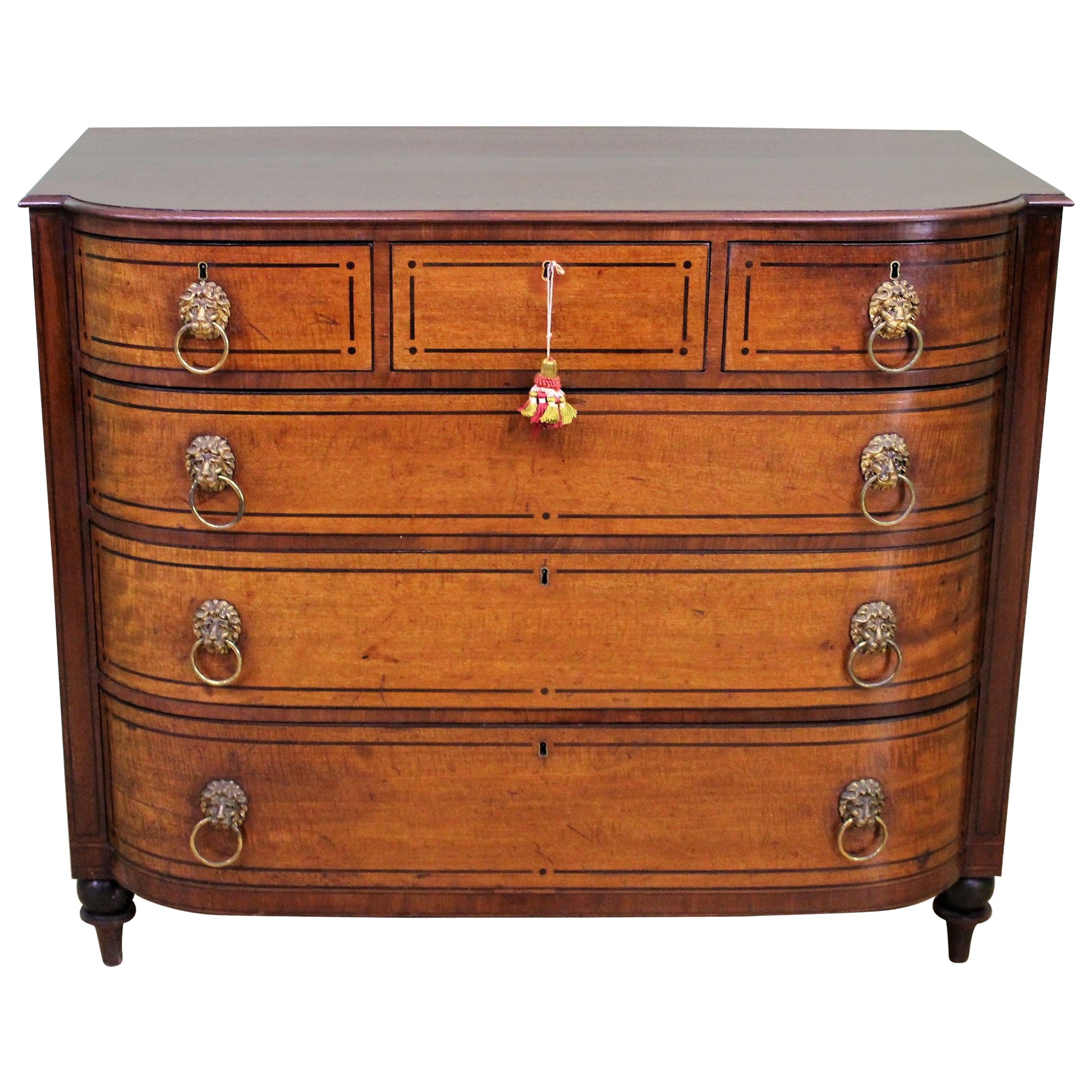 Ebony Inlaid Regency Mahogany Chest of Drawers For Sale