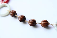 Ebony Jade Carelian 18 Karat Gold Long Necklace