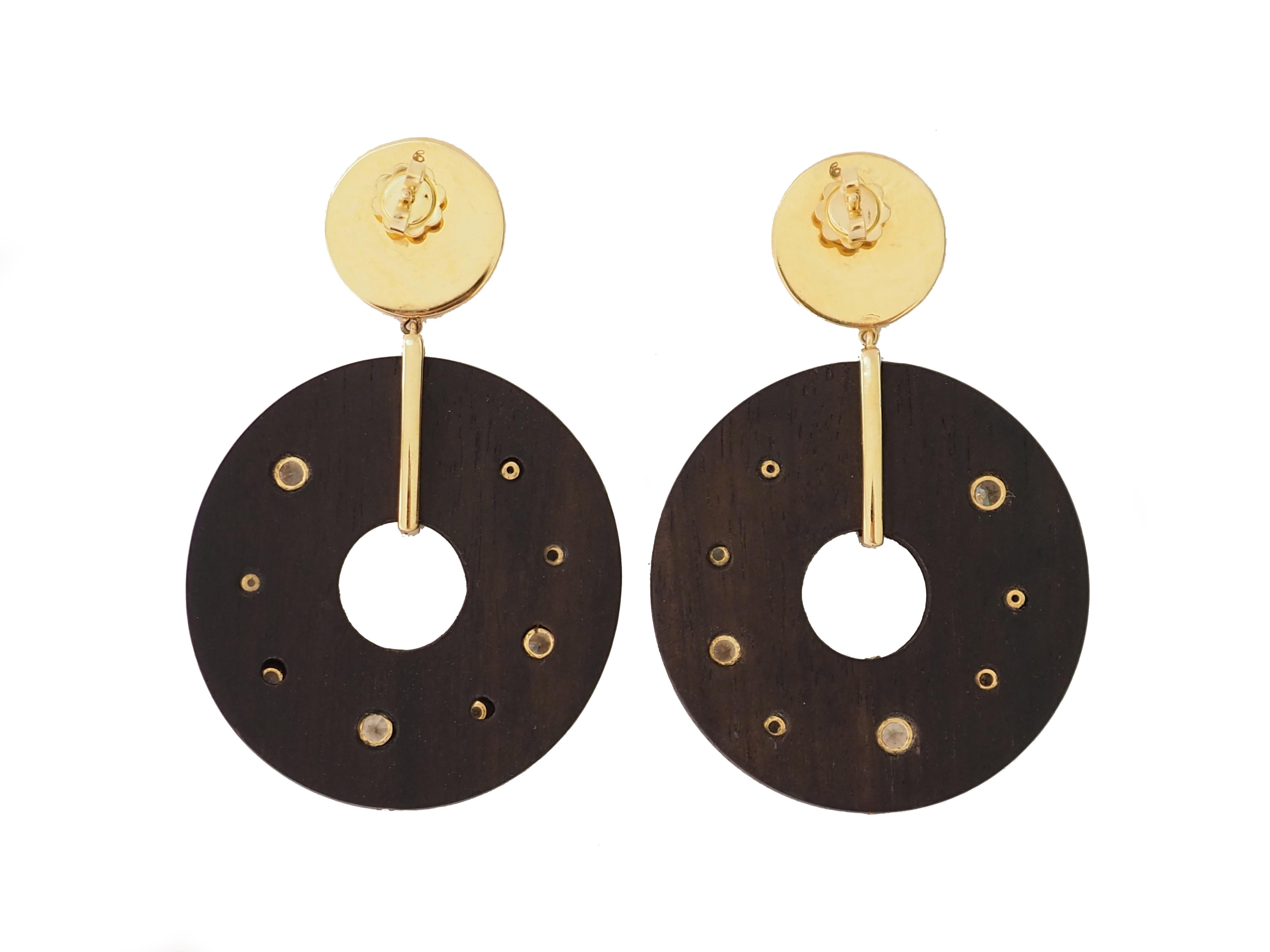Ebony Kunzite Gold Earrings In New Condition For Sale In Milan, IT