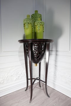 Ebony Lace Carved High Side Table in Neoclassical Revival Style