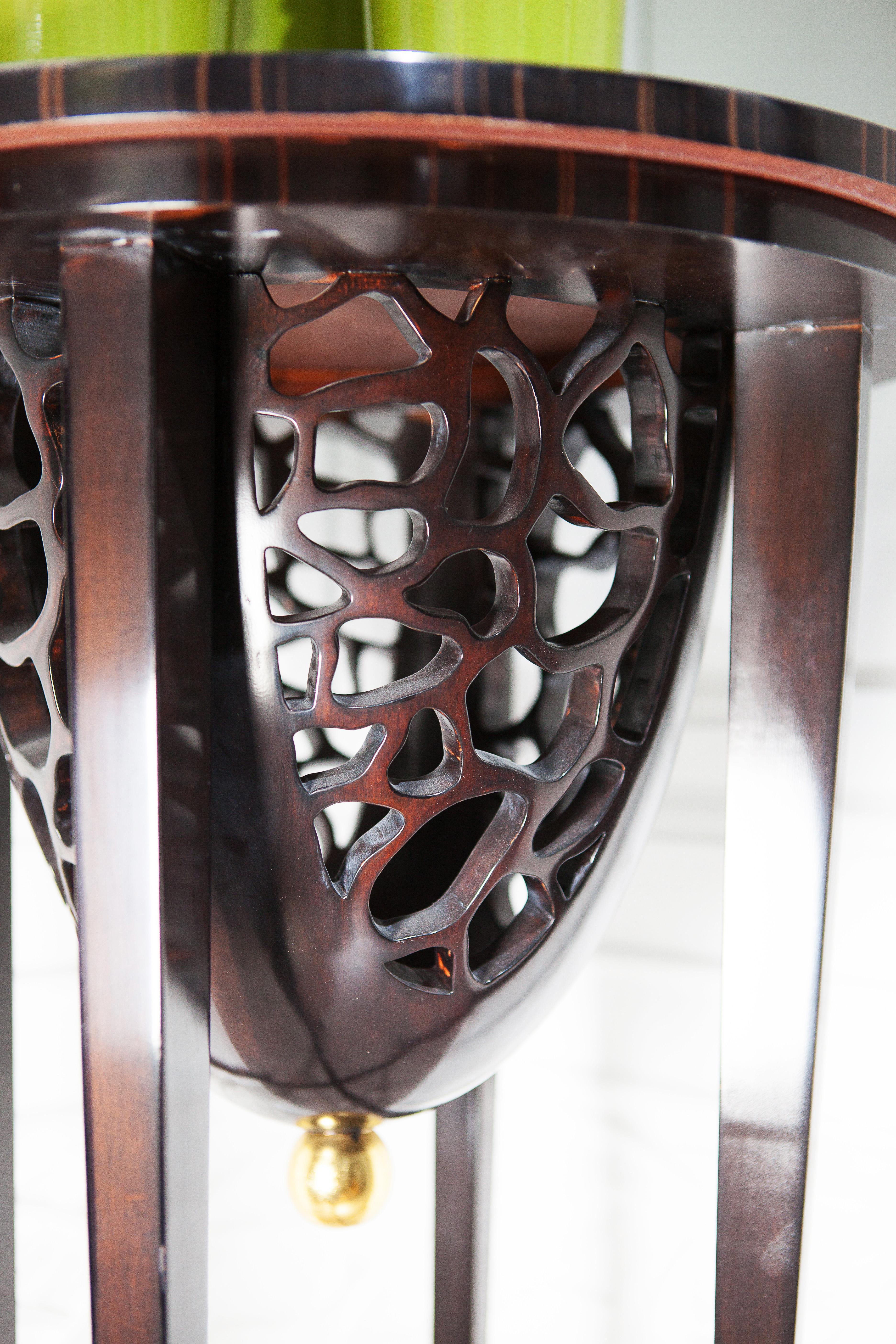 Hong Kong Ebony  Lace Carved High Side Table in Neoclassical  Revival Style For Sale