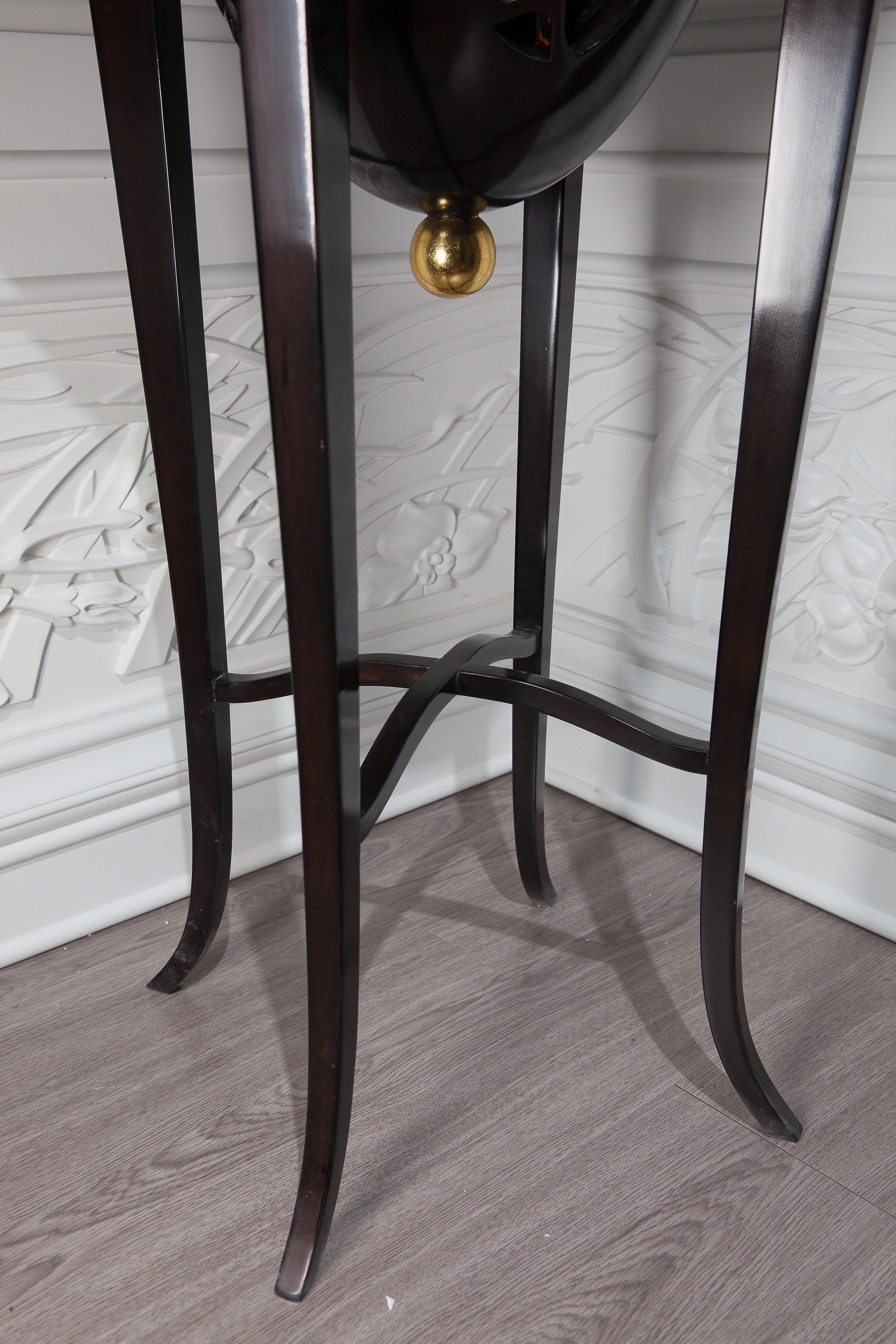 Hand-Carved Ebony  Lace Carved High Side Table in Neoclassical  Revival Style For Sale