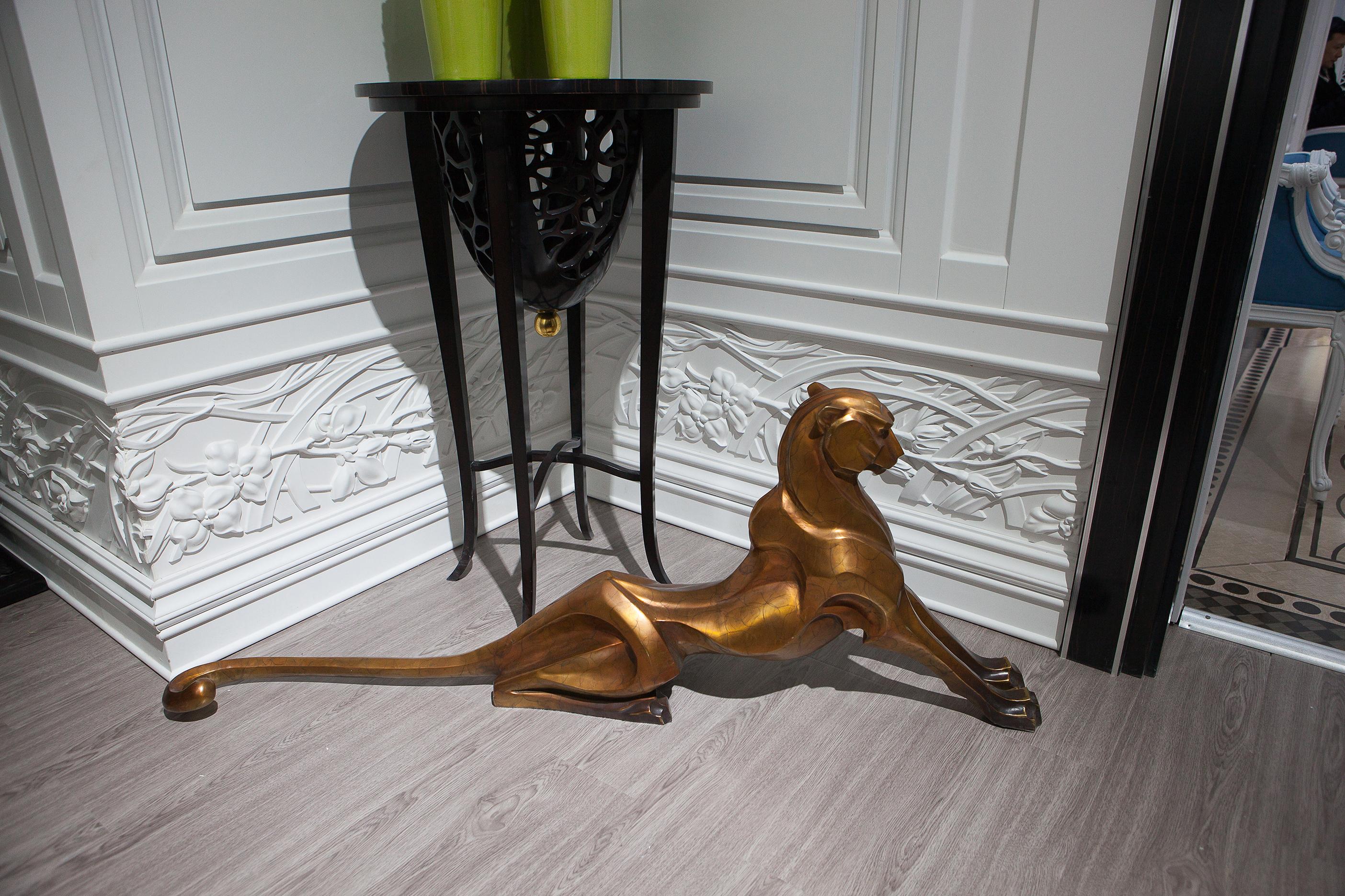 Ebony  Lace Carved High Side Table in Neoclassical  Revival Style For Sale 2