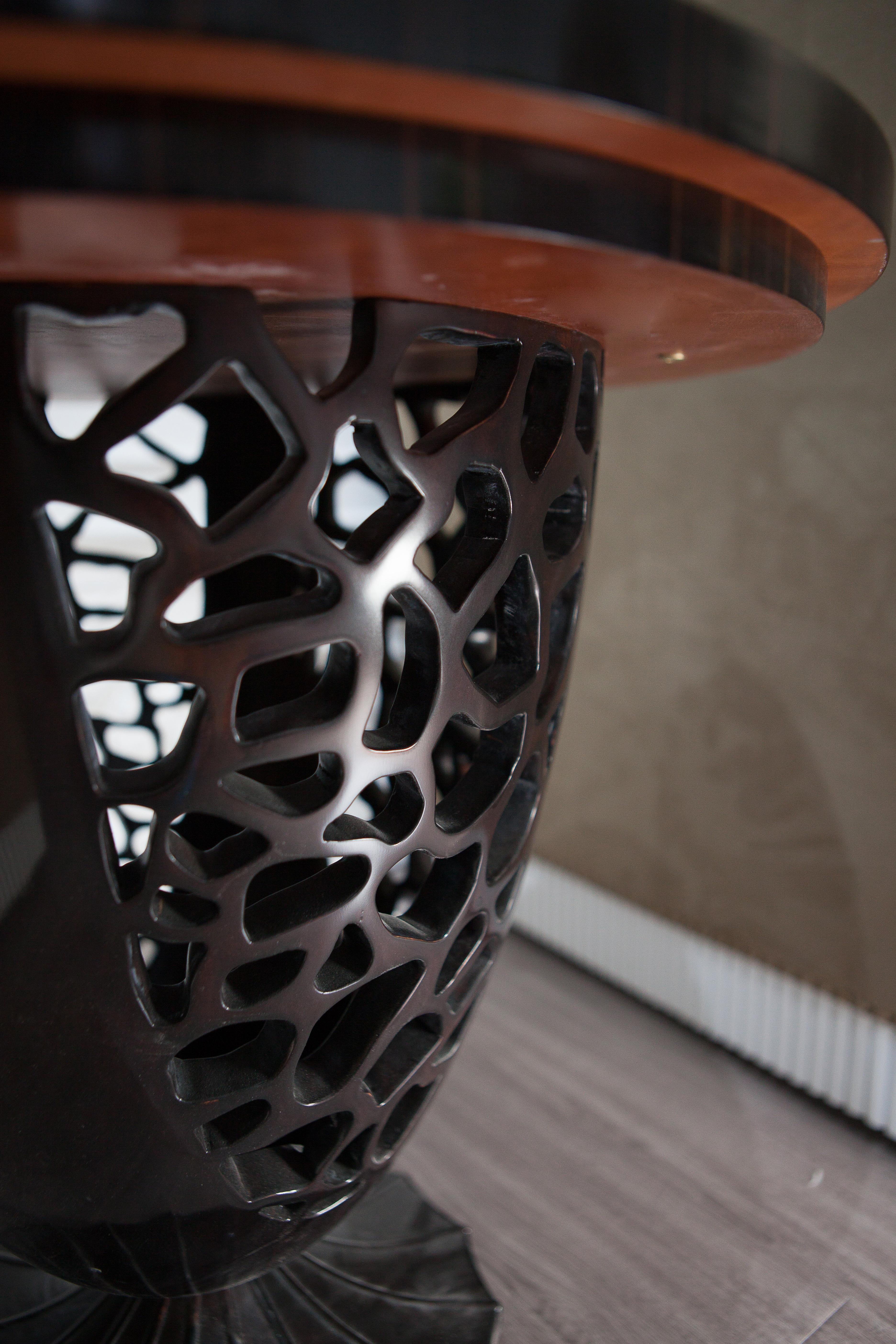 Neoclassical Revival Ebony  Lace Carved  Side Table in Neoclassical  Revival Style For Sale
