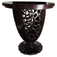 Ebony  Lace Carved  Side Table in Neoclassical  Revival Style