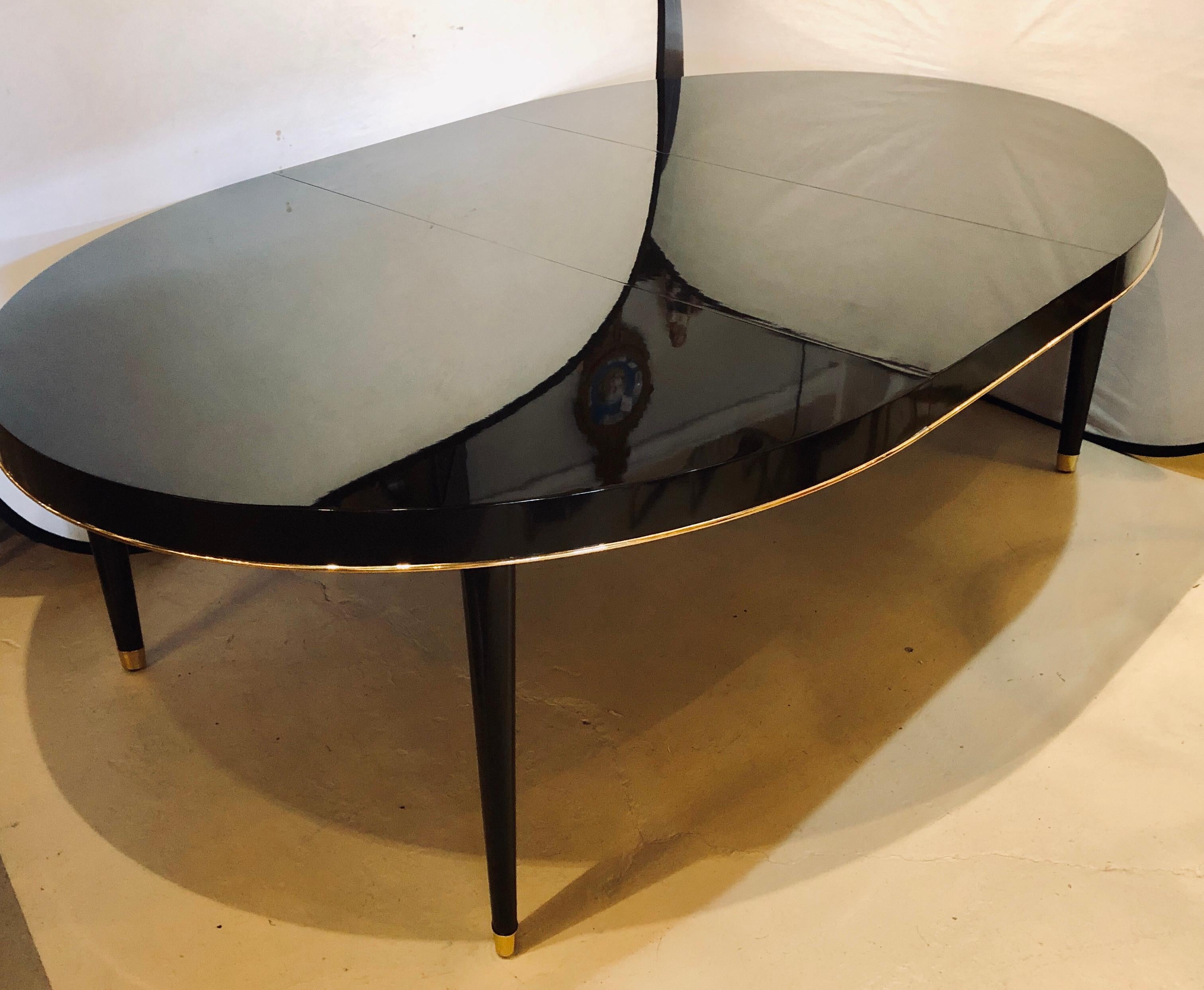 Ebony Lacquered Hollywood Regency Style Ralph Lauren Paris 1 Fifth Dining Table In Good Condition In Stamford, CT