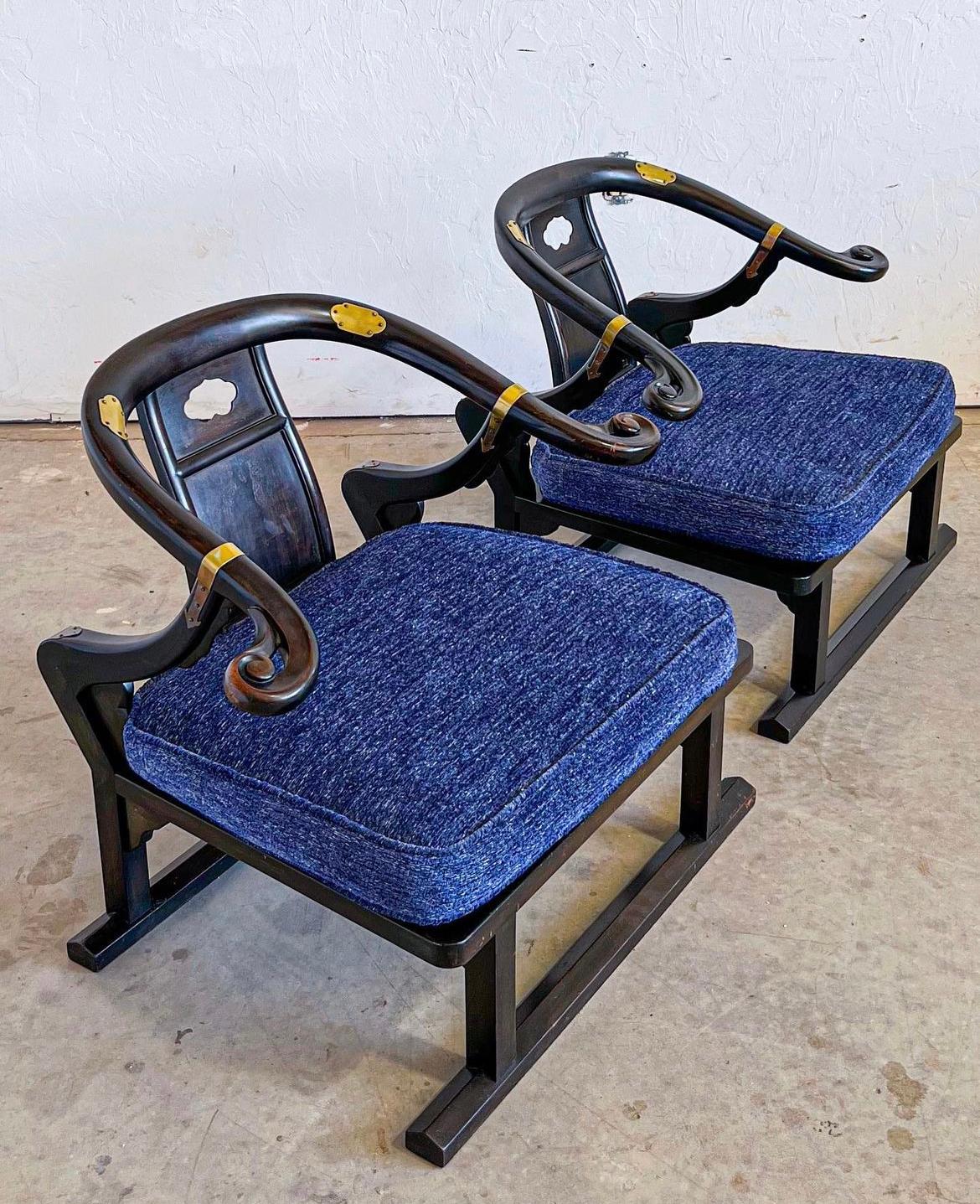 Ebony Lounge Chairs by Michael Taylor for Baker, Model 2510, Signed In Fair Condition For Sale In Edmond, OK