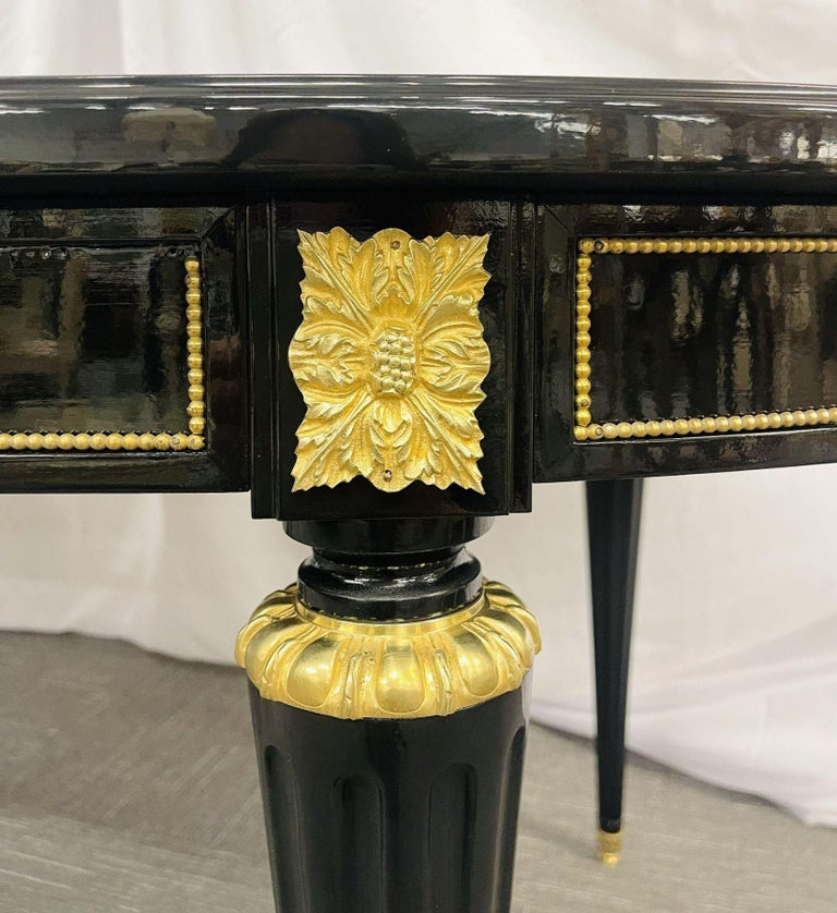 Ebony Maison Jansen Hollywood Regency Louis XVI Style Dining Table, Refinished For Sale 8