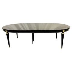 Ebony Maison Jansen Hollywood Regency Louis XVI Style Dining Table, Refinished