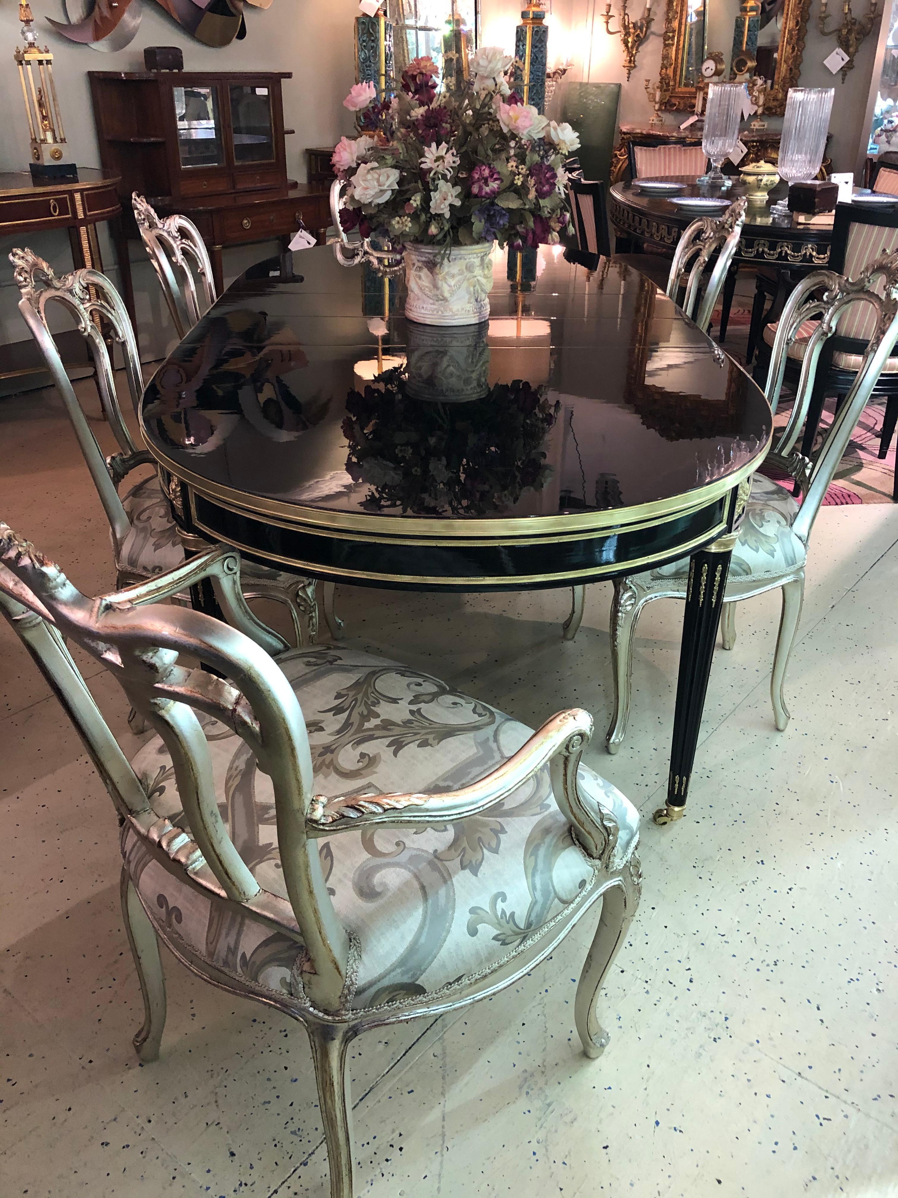 Ebony Maison Jansen Style Dining Table Louis XVI, Hollywood Regency Fashion 1