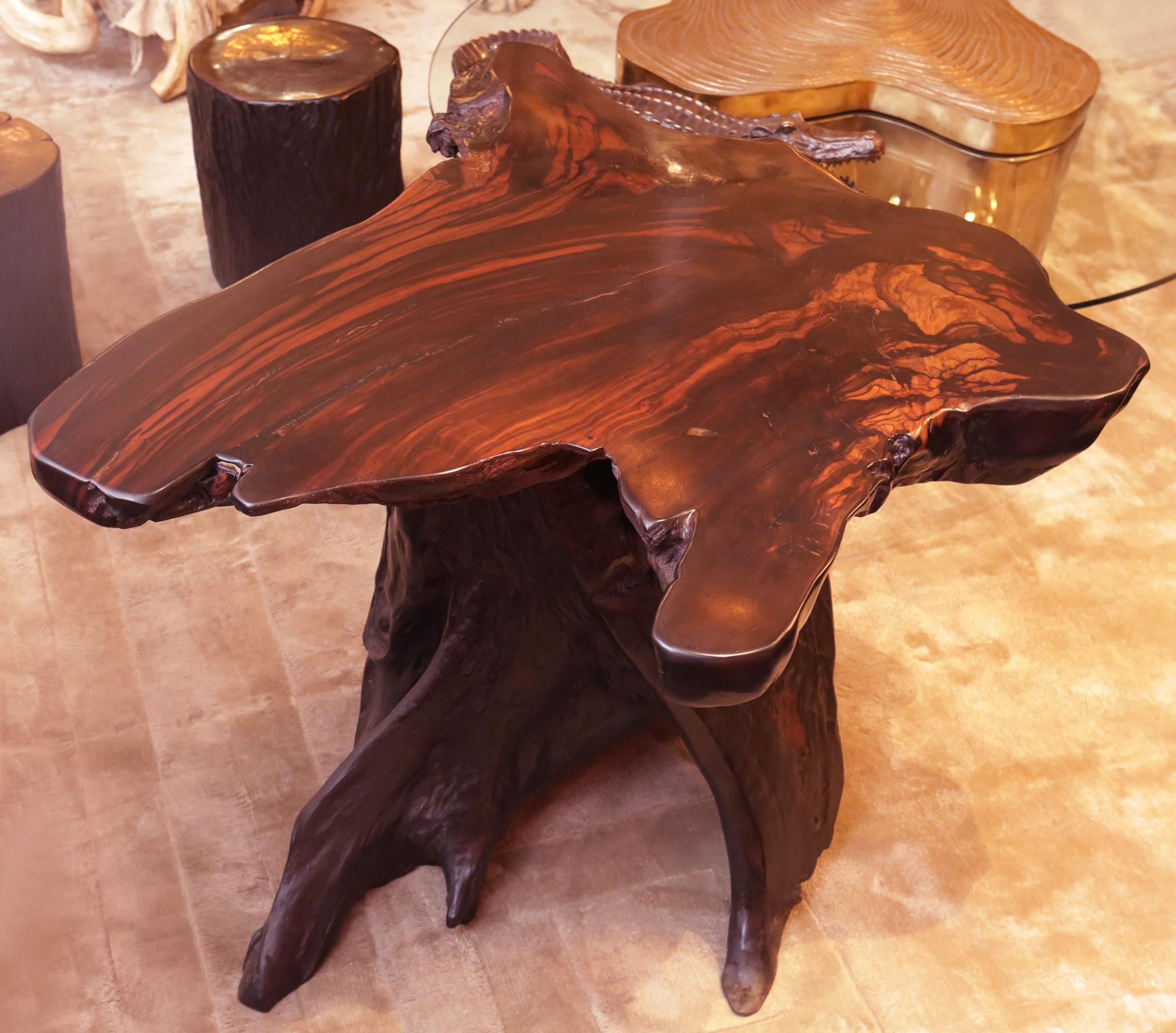 Hand-Crafted Ebony Massive Side Table For Sale