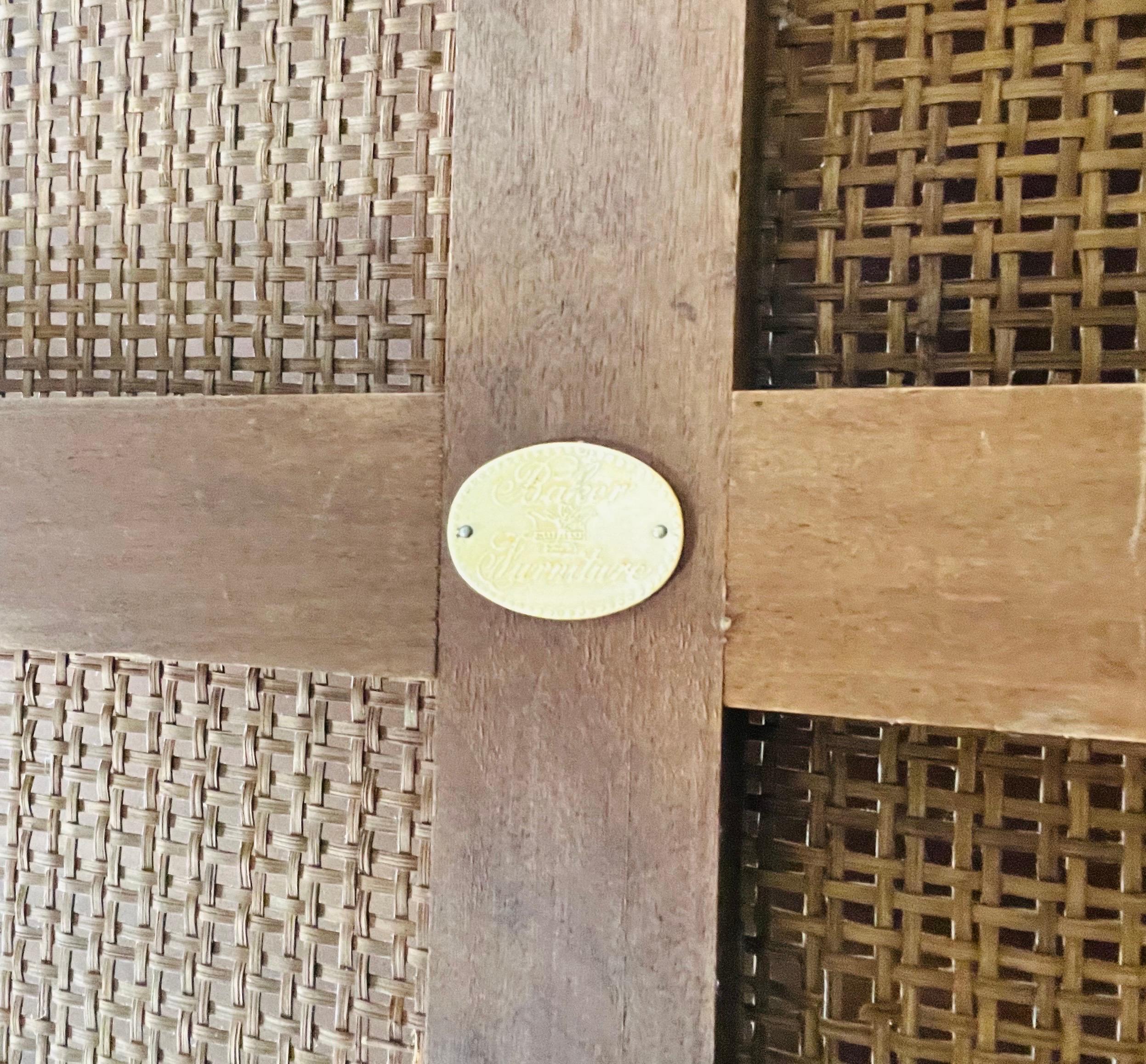 Vannerie Tables d'appoint ou d'appoint en ébène Michael Taylor for Baker Square Walnut & Cane en vente