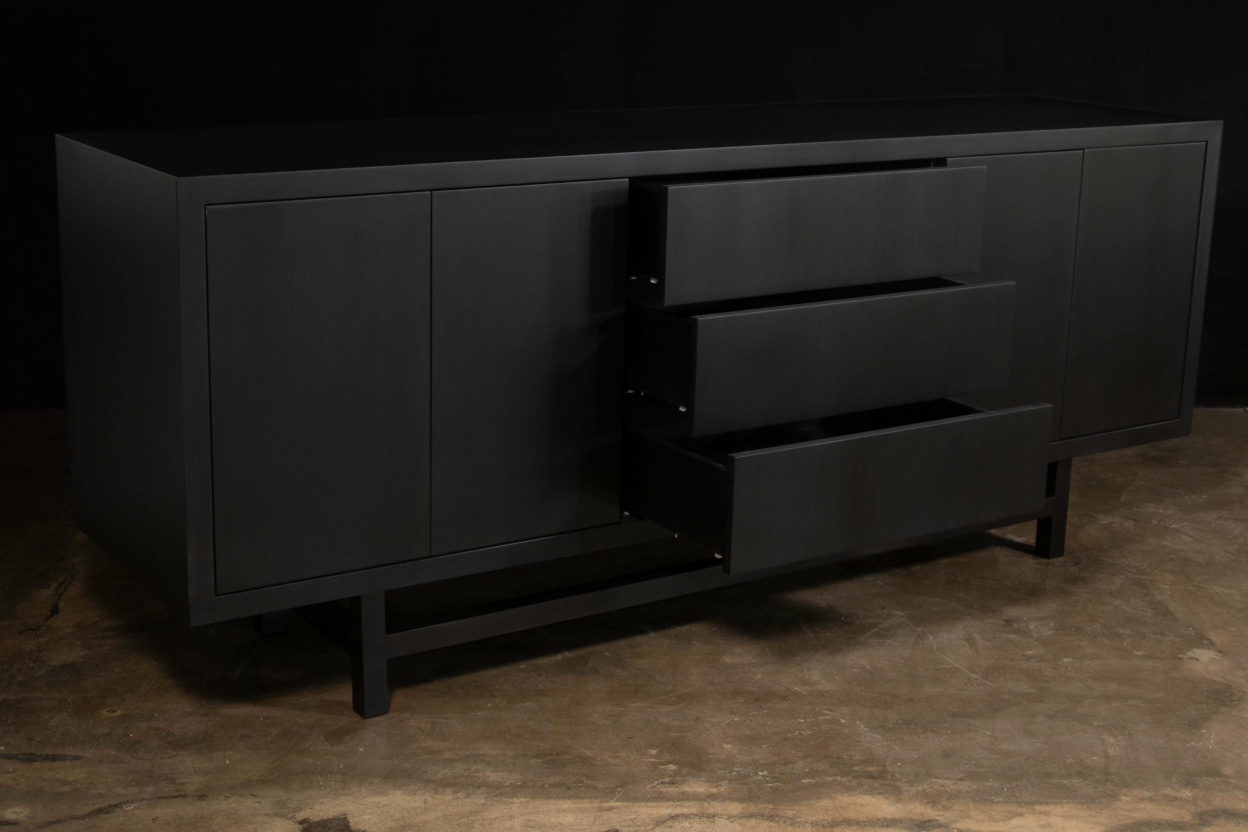 Argentine Ebony Modern Minimal Credenza with Drawers and Doors from Costantini, Salvatore For Sale