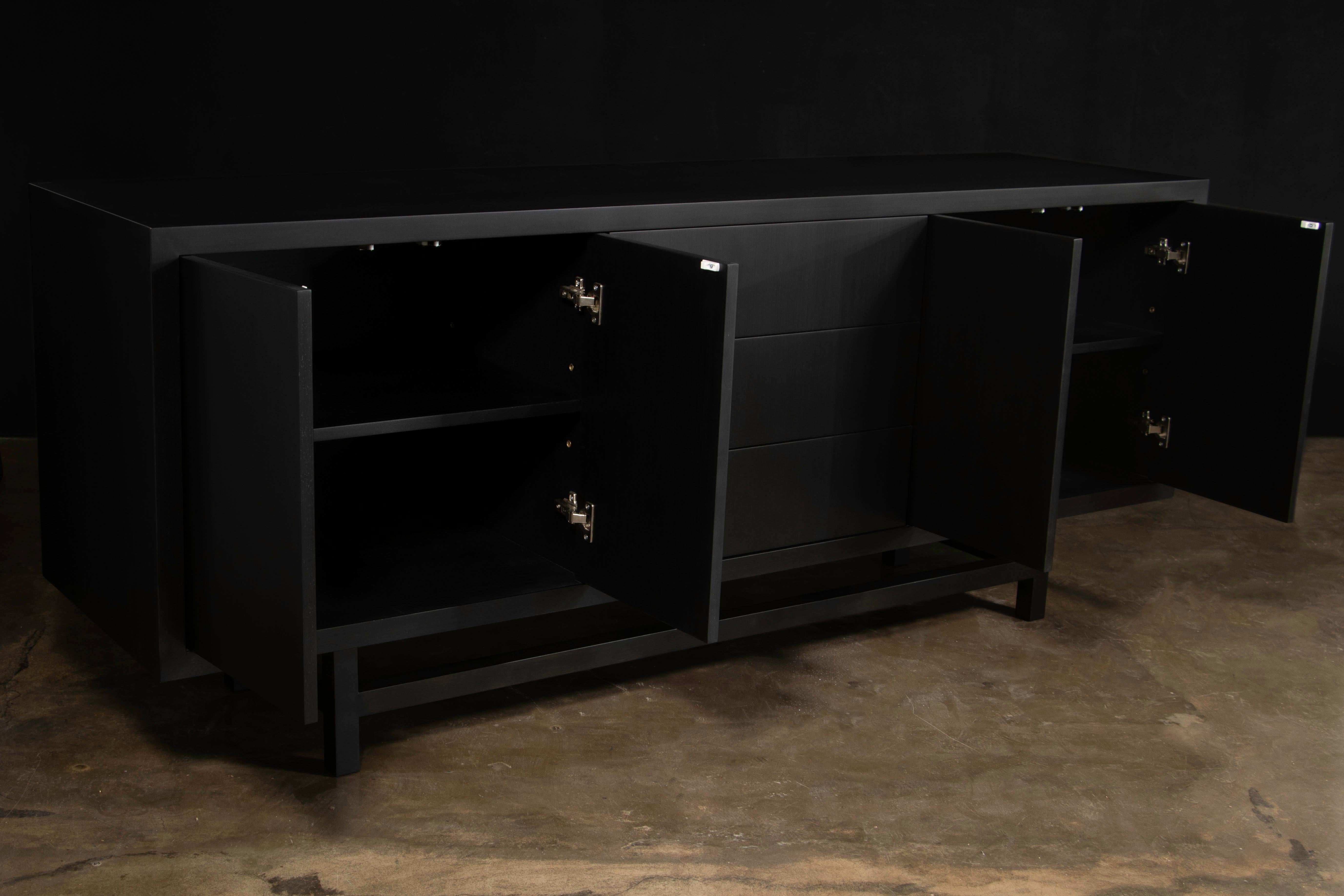 Ebony Modern Minimal Credenza with Drawers and Doors from Costantini, Salvatore In New Condition For Sale In New York, NY