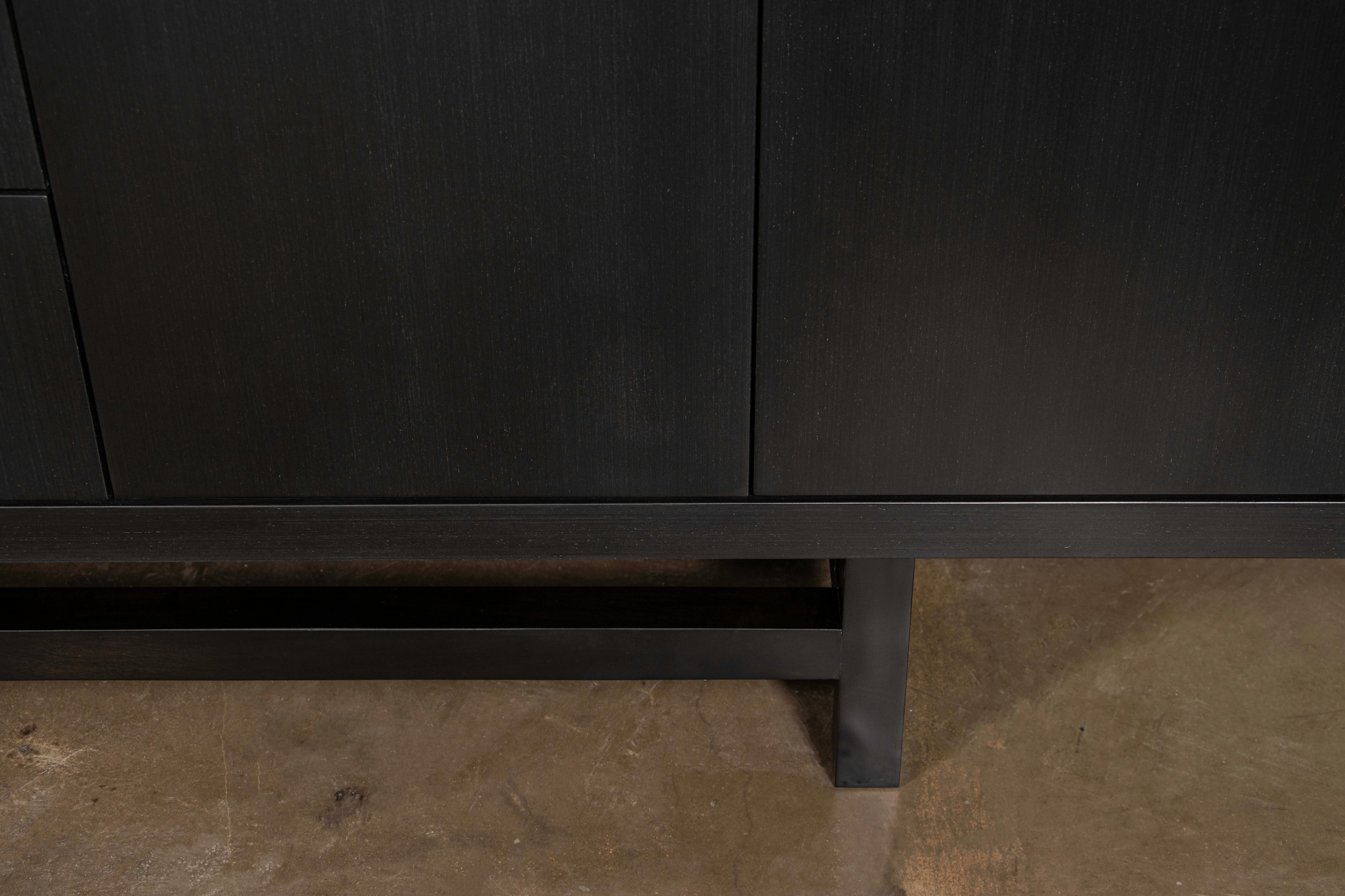 Ebony Modern Minimal Credenza with Drawers and Doors from Costantini, Salvatore For Sale 2