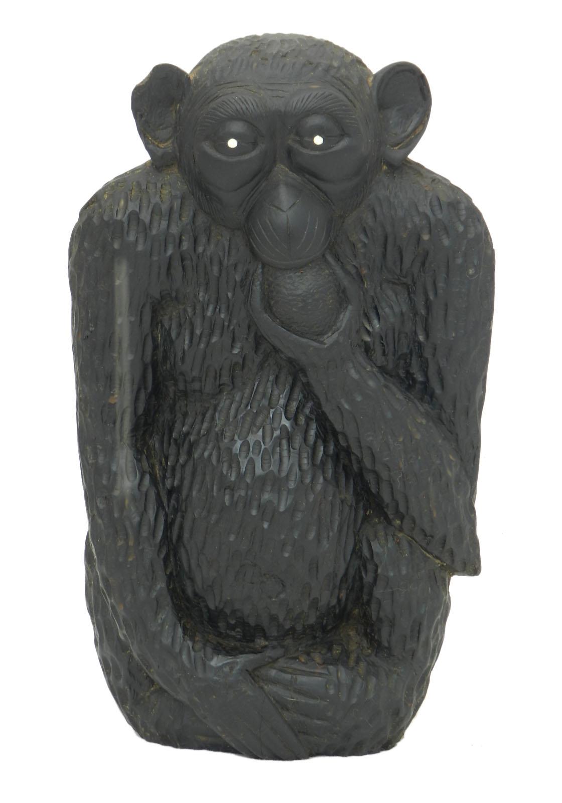 Monkey Sculpture Early 20th Century African Hand Carved Wood One of a Kind 3