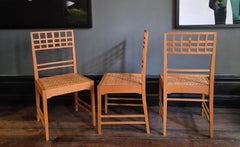 Marquetería de ébano y nácar, 8 sillas de fresno, de Erik Chambert, Swedish Modern