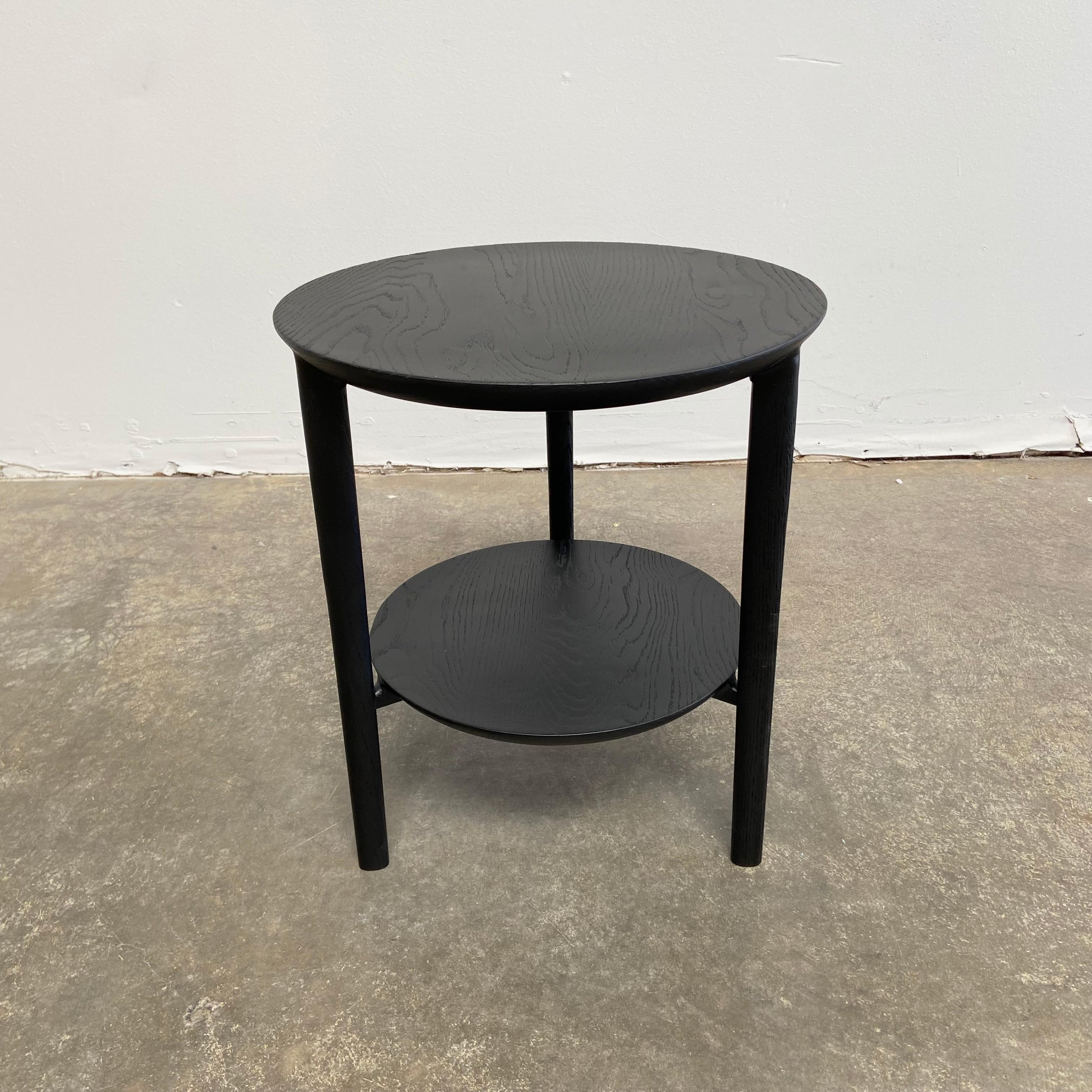 oak and black side table