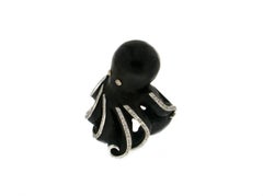 Ebony Octopus 18 Karat White Gold, Diamonds Cocktail Ring