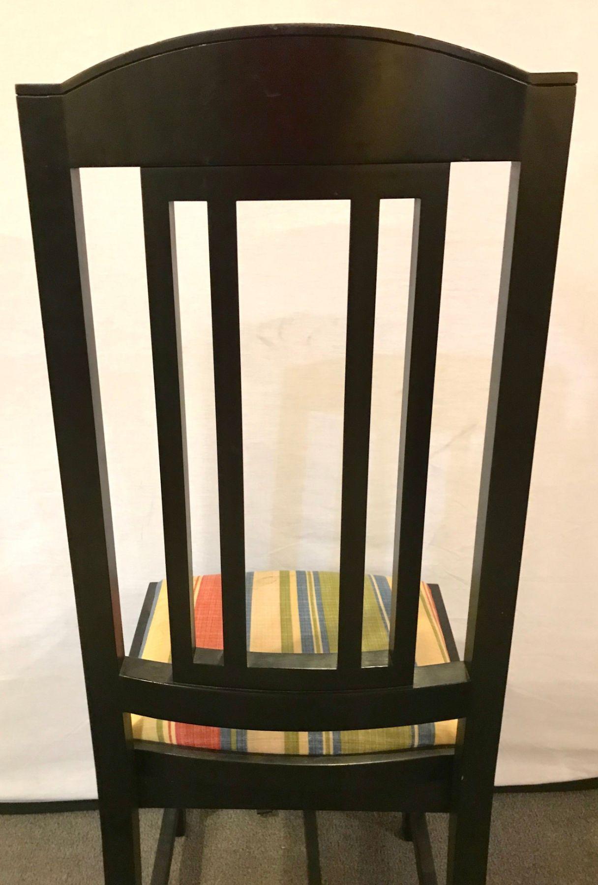20th Century Ebony Pace Modern Collection Dining Chairs, Set of Four Slat Back