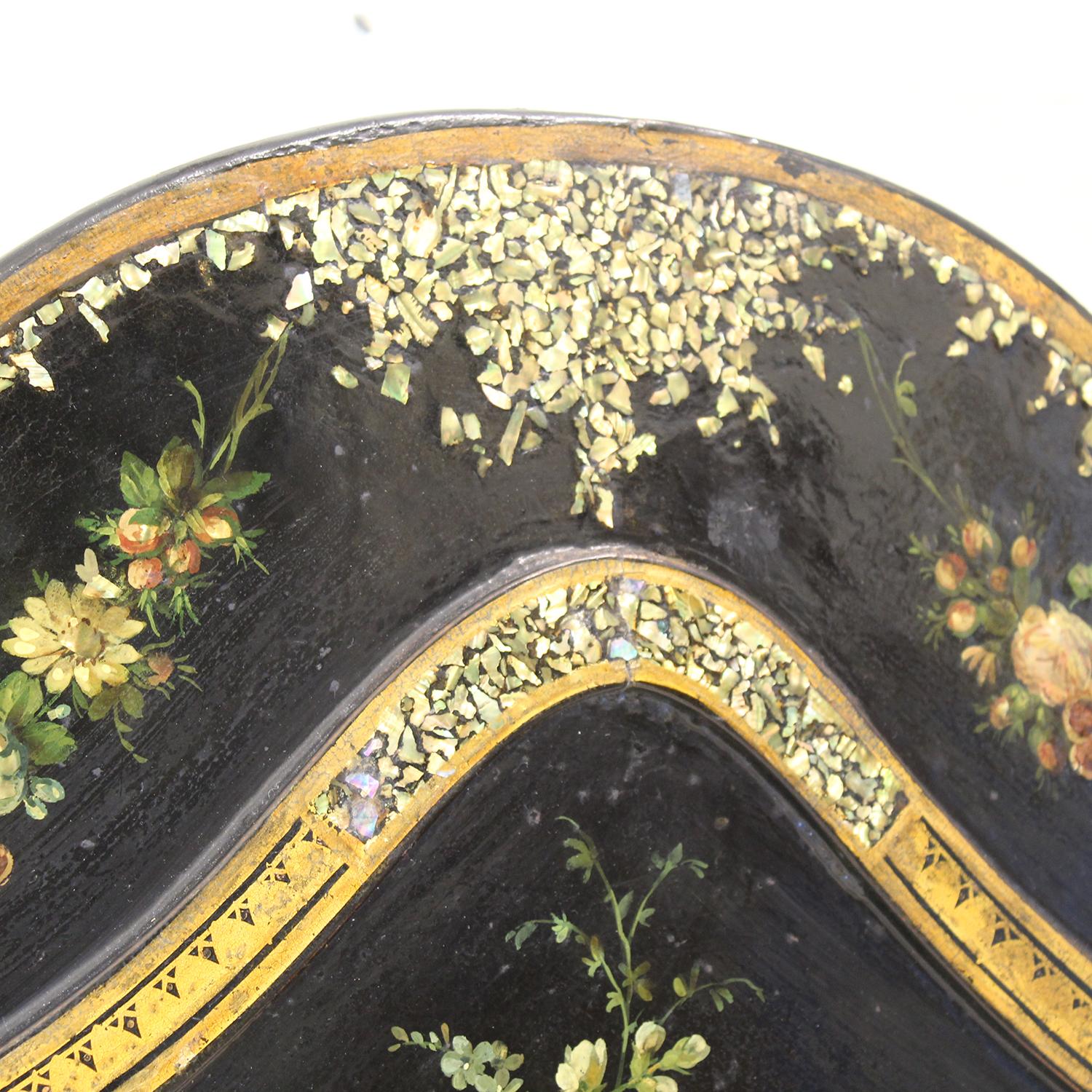 Iron Ebony Painted Mother of Pearl Antique Bed WK162