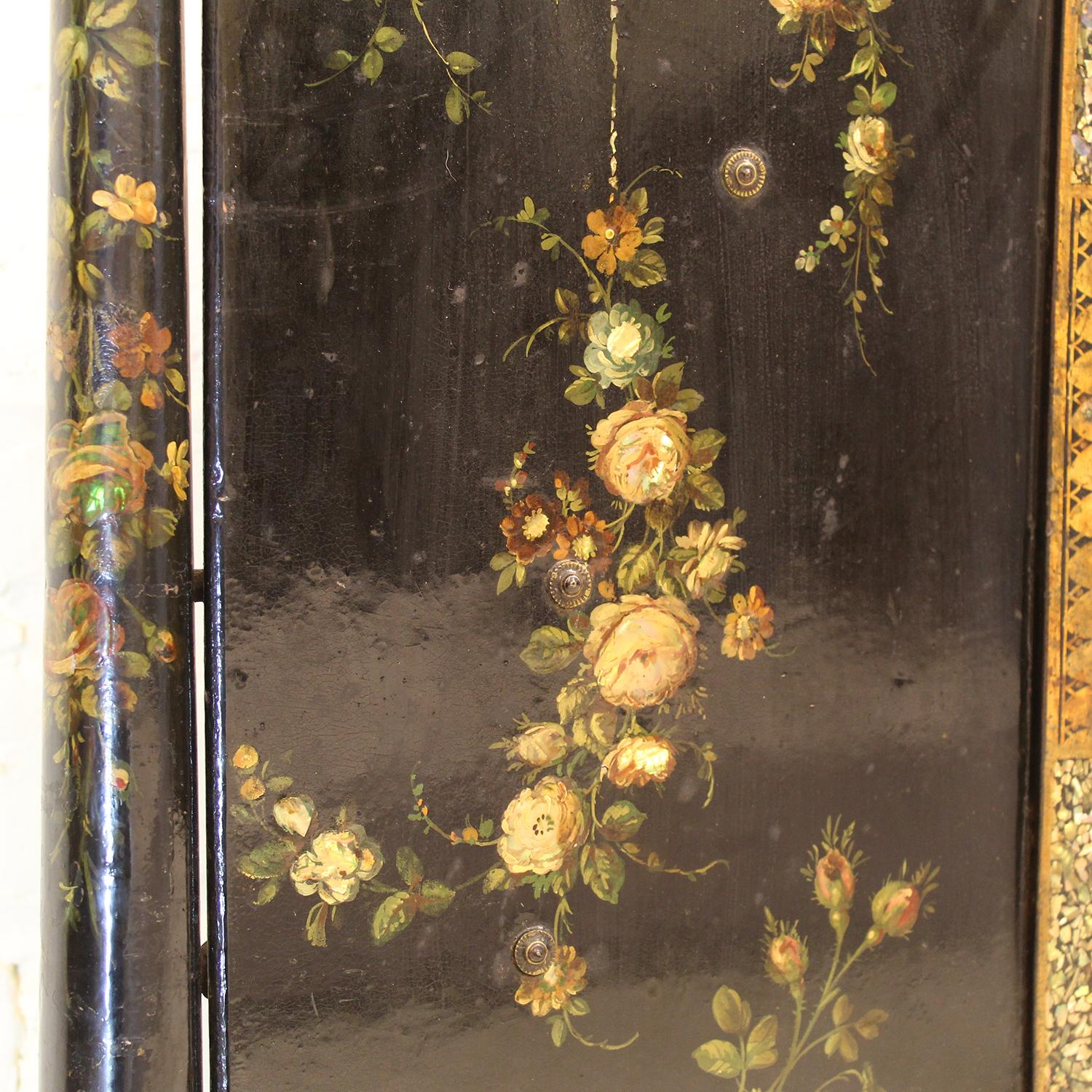 Ebony Painted Mother of Pearl Antique Bed WK162 2