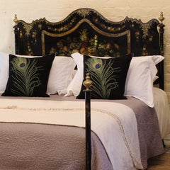 Ebony Painted Mother of Pearl Antique Bed WK162
