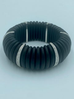 Ebony, platinum and diamond cuff bracelet