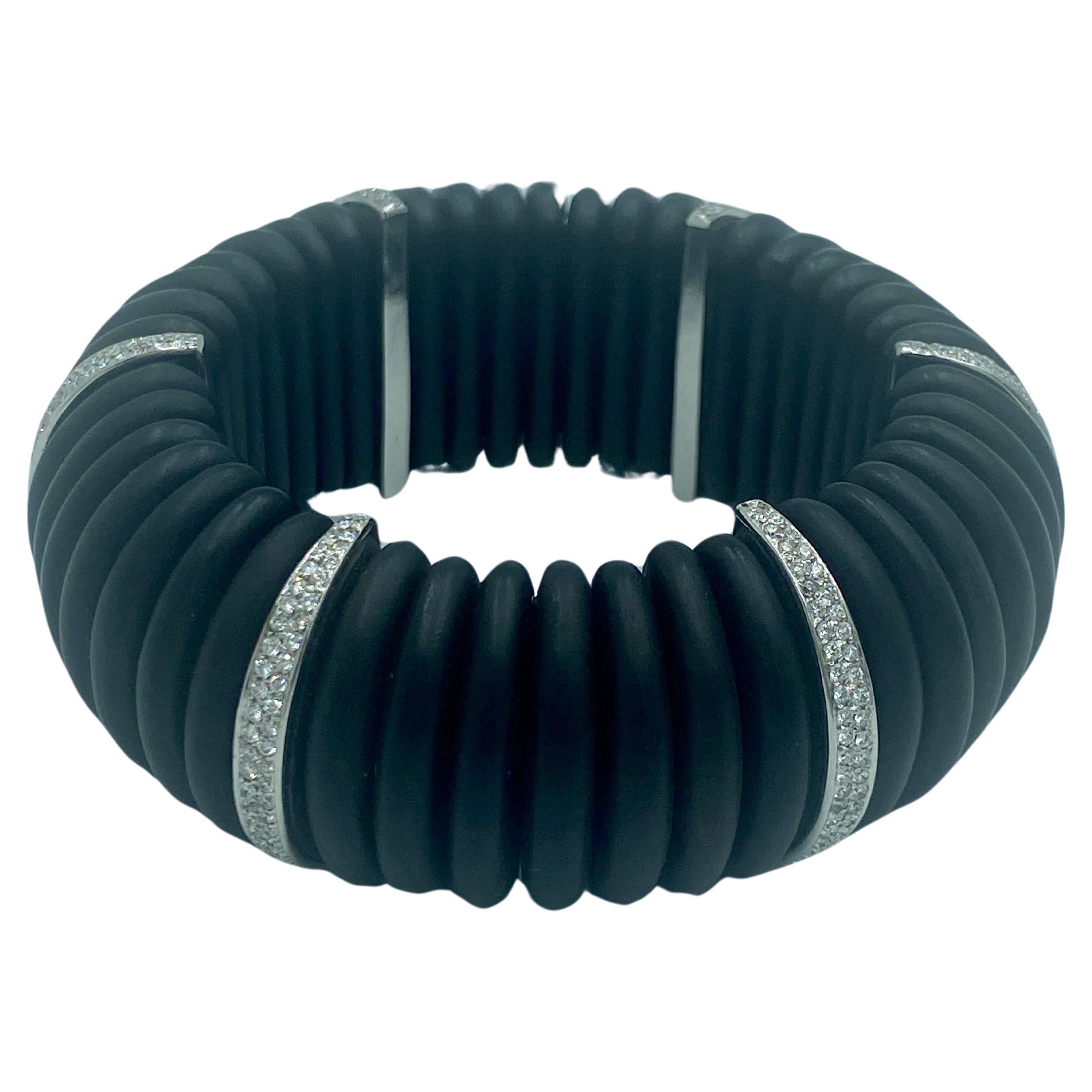 Ebony, platinum and diamond cuff bracelet