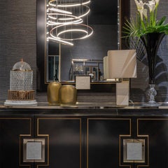 Ebenholz Rechteckig Messing Details Wandspiegel