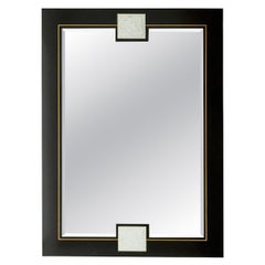 Ebony Rectangular Brass Details Wall Mirror