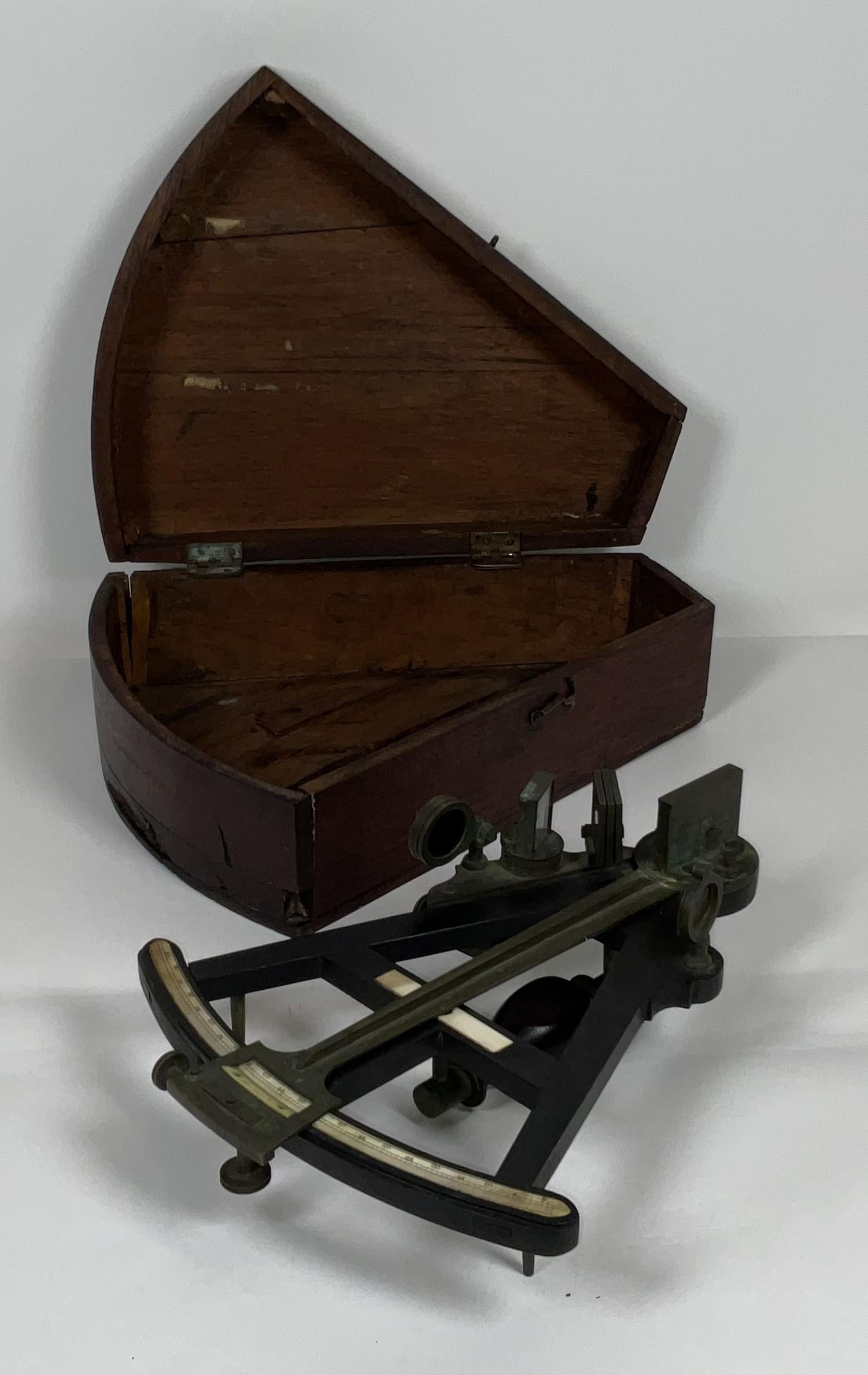Ebony Ships Navigators Octant in Box en vente 1