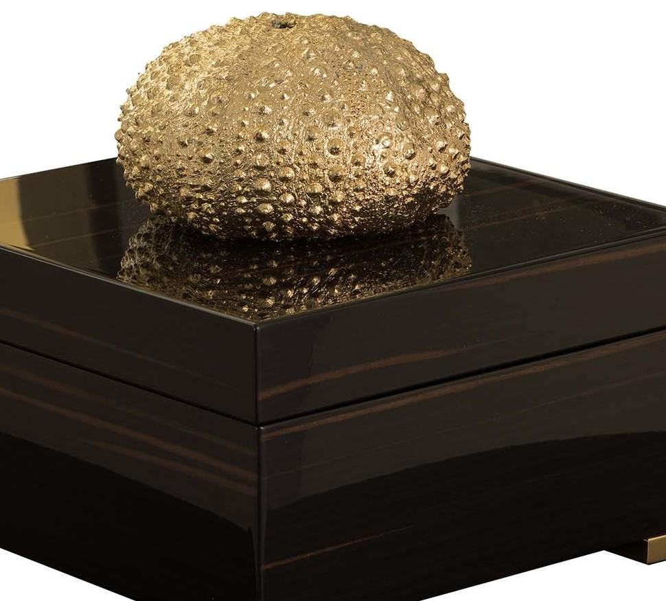 Italian Ebony Square Box with Gold Sea Urchin