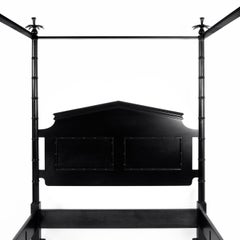 Queen Ebony Stained Maple Four Poster Bamboo Style Bed