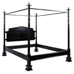 Queen Ebony Stained Maple Four Poster Bamboo Style Bed
