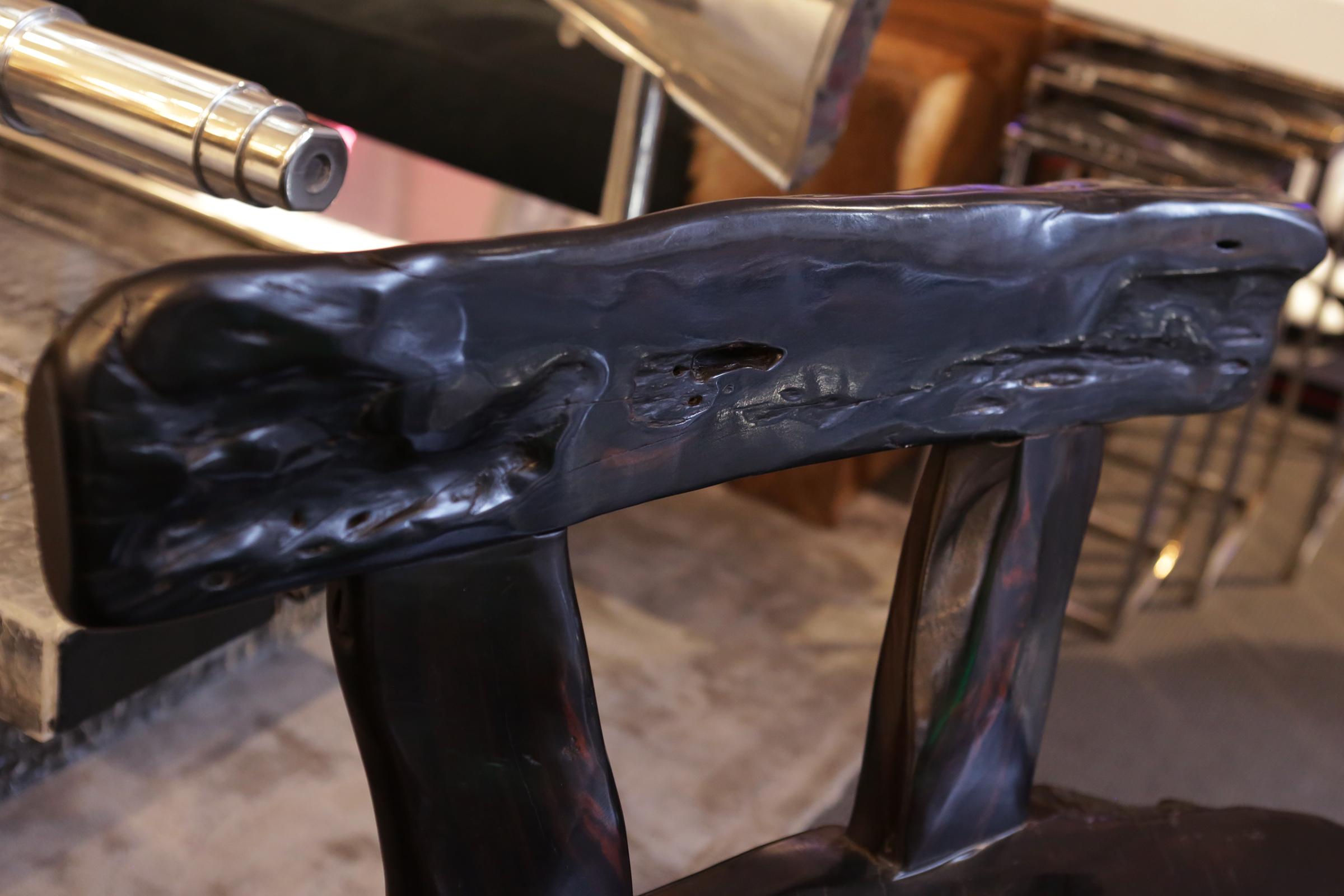 Ebony Thick 1 Bench with Backrest In New Condition For Sale In Paris, FR