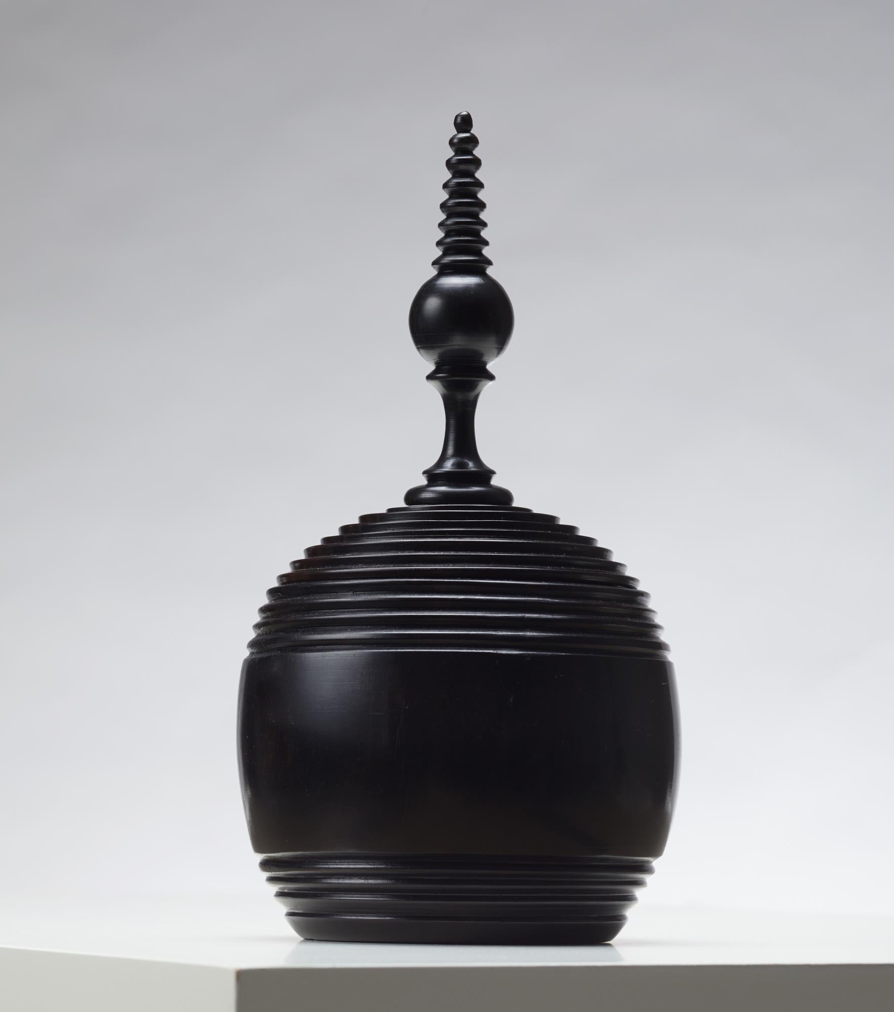 Mozambican Ebony Turned Canister, Full Spiral For Sale